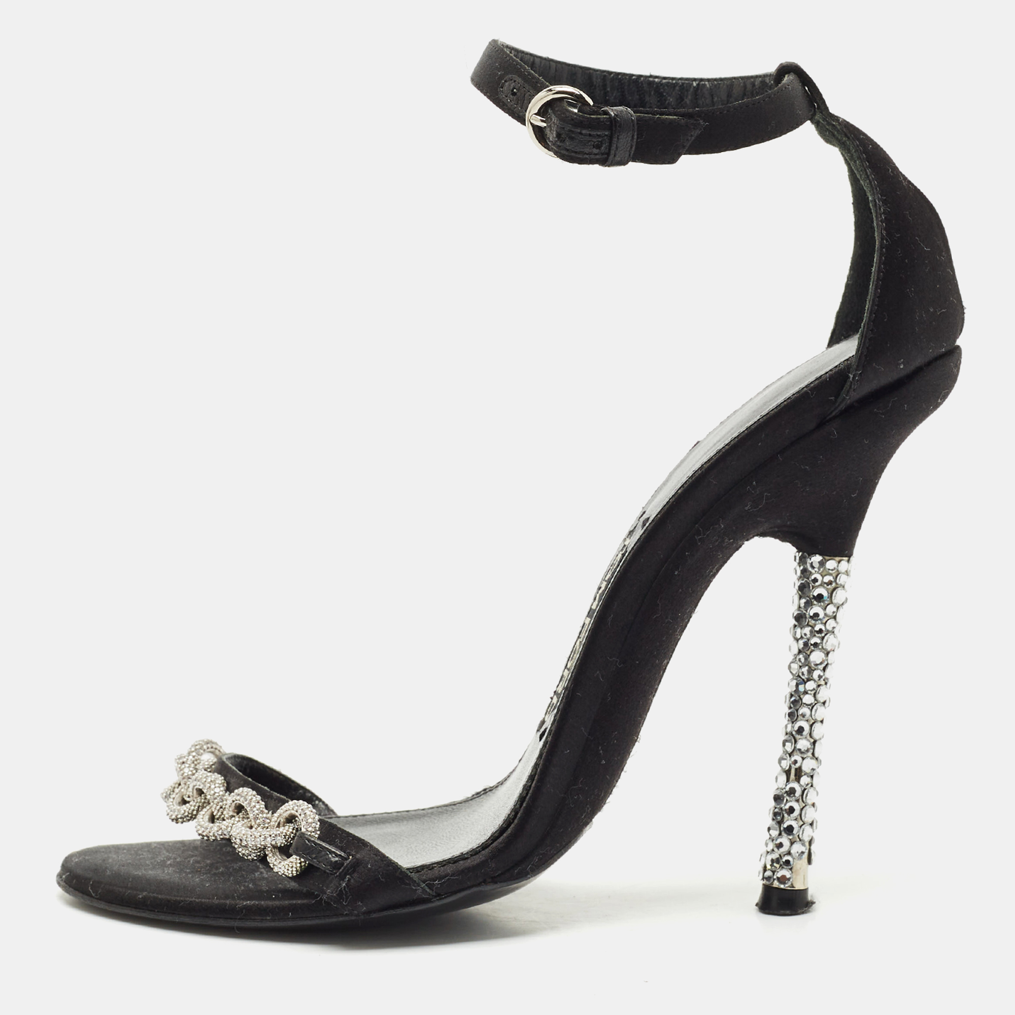 Tom Ford Black Satin Crystal Embellished Heel Ankle Strap Sandals Size
Tom Ford Black Satin Crystal Embellished Heel Ankle Strap Sandals Size