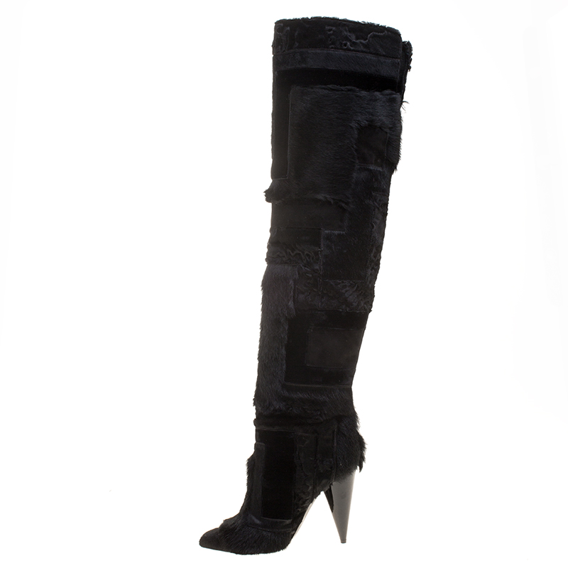 Tom Ford Black Geometric Patchwork Fur and Suede Over The Knee Boots Size
Tom Ford Black Geometric Patchwork Fur and Suede Over The Knee Boots Size
