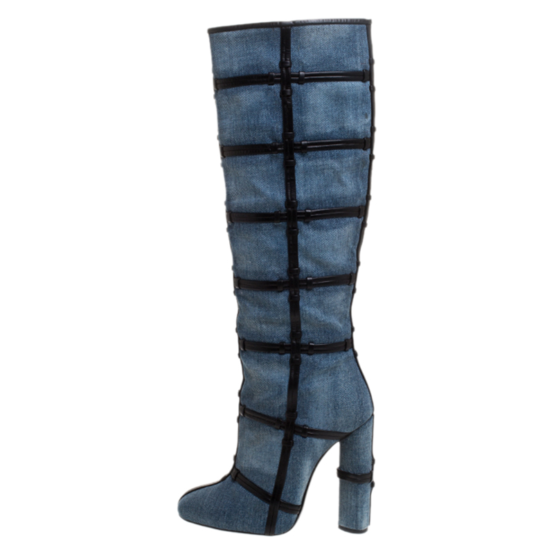 Tom Ford Denim Fabric And Leather Trim Patchwork Knee Length Boots Size, Blue
Tom Ford Denim Fabric And Leather Trim Patchwork Knee Length Boots Size, Blue