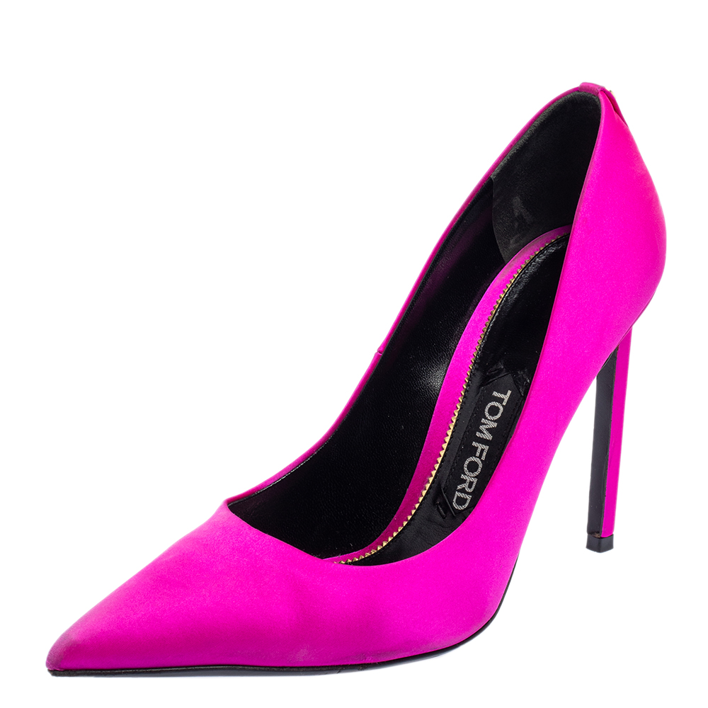 Tom Ford Pink Satin Pointed Toe Pumps Size 38.5