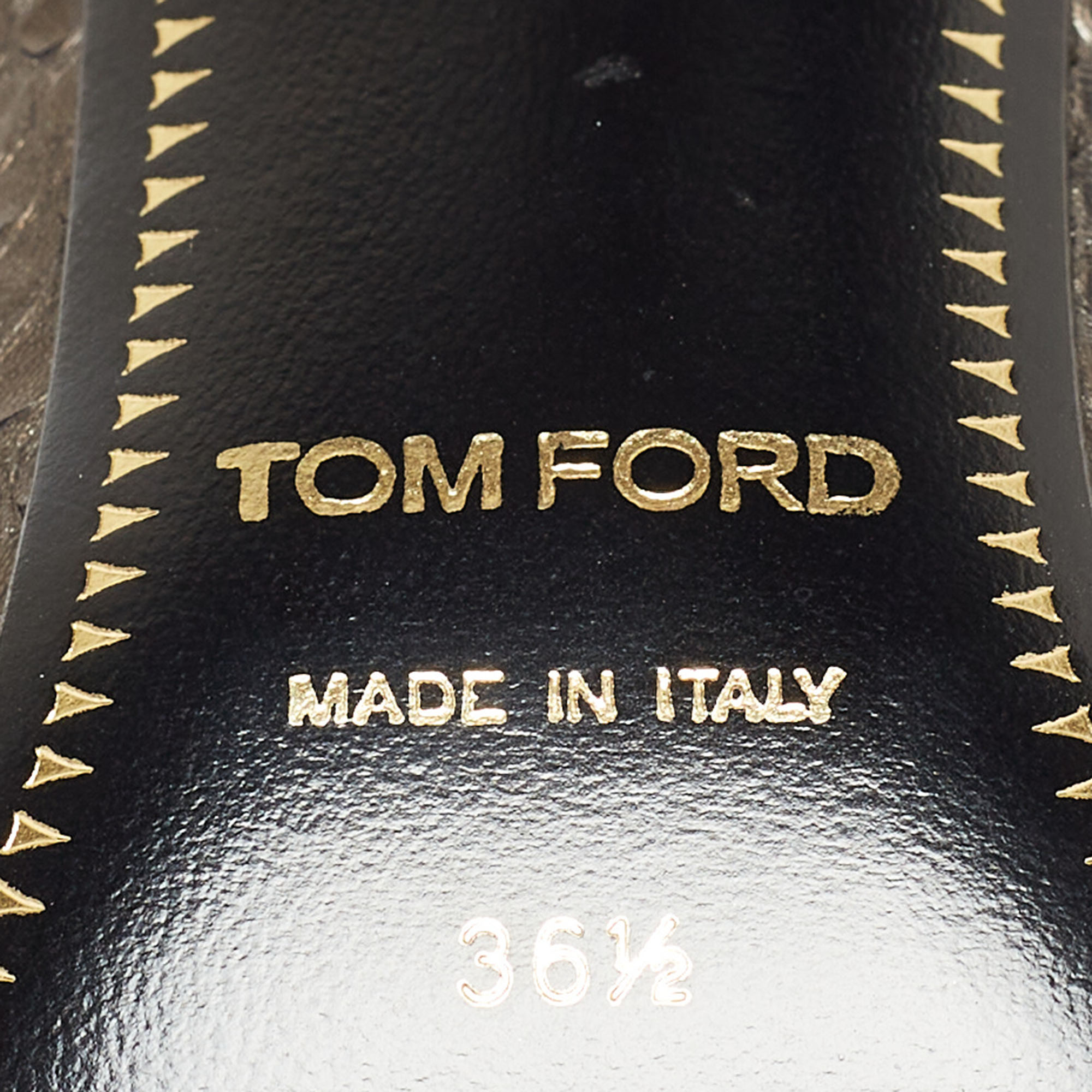 Tom Ford Grey Metallic Python Padlock Ankle Wrap Pumps Size 36.5