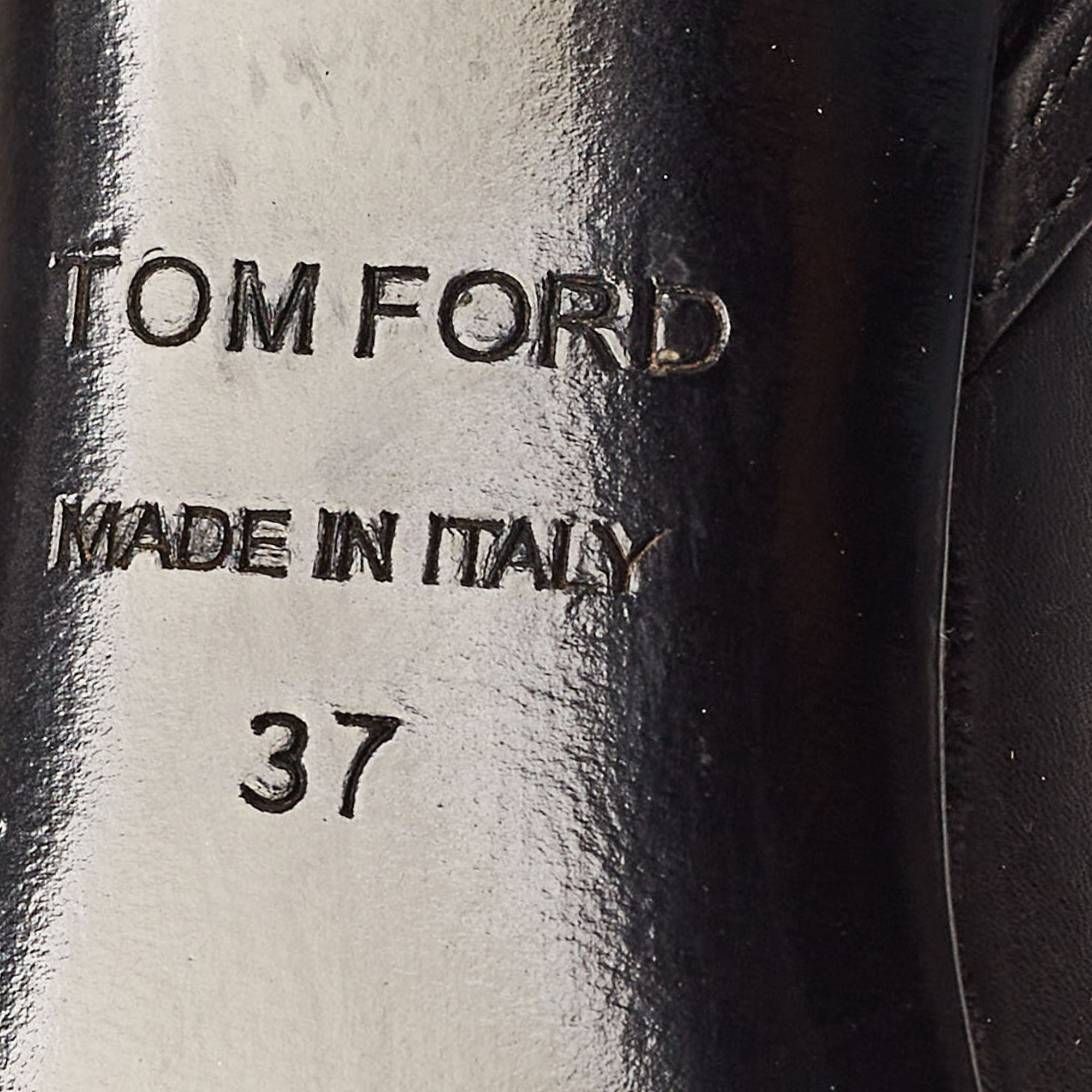 Tom Ford Black Leather Padlock  Ankle Strap Sandals Size 37