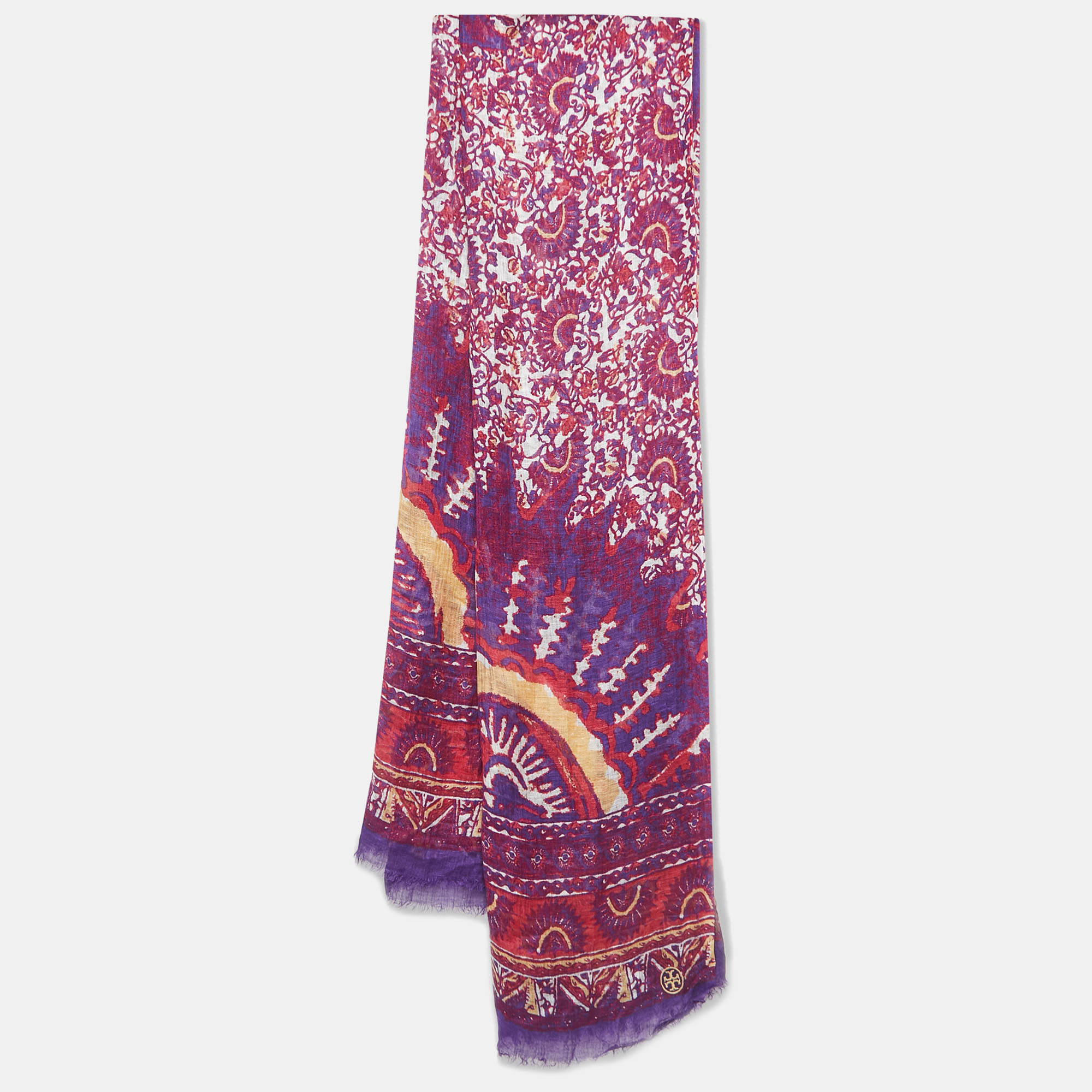 Tory Burch Multicolor Printed Linen & Modal Shawl