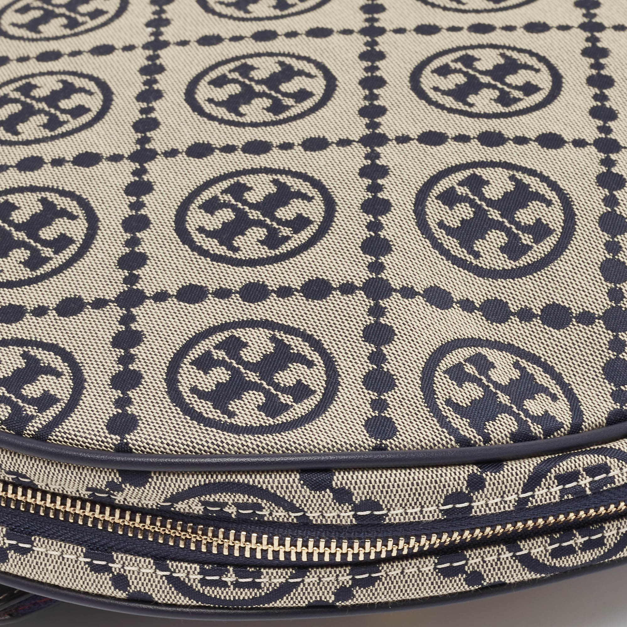 Tory Burch Navy Blue T Monogram Jacquard Canvas Tennis Bag