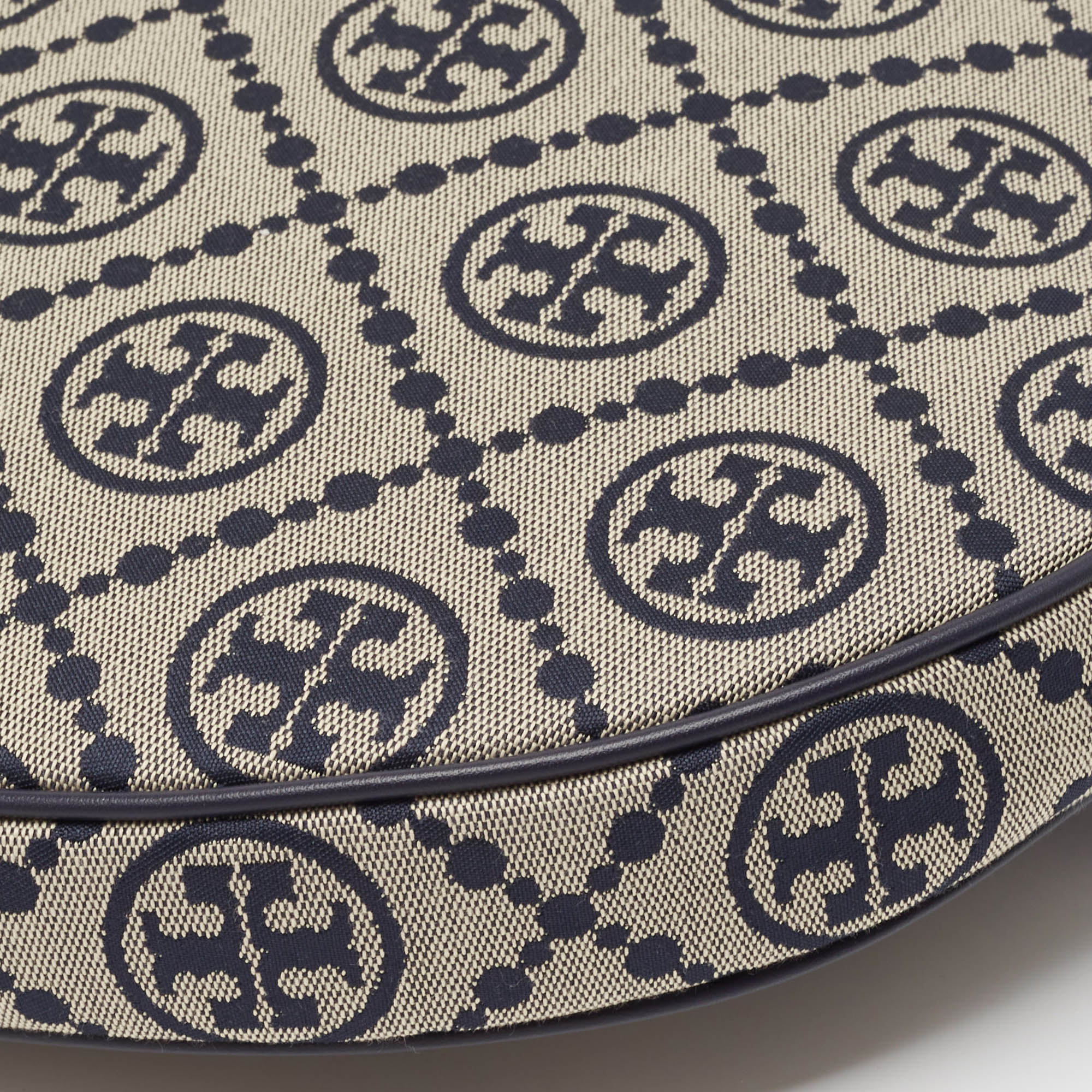 Tory Burch Navy Blue T Monogram Jacquard Canvas Tennis Bag