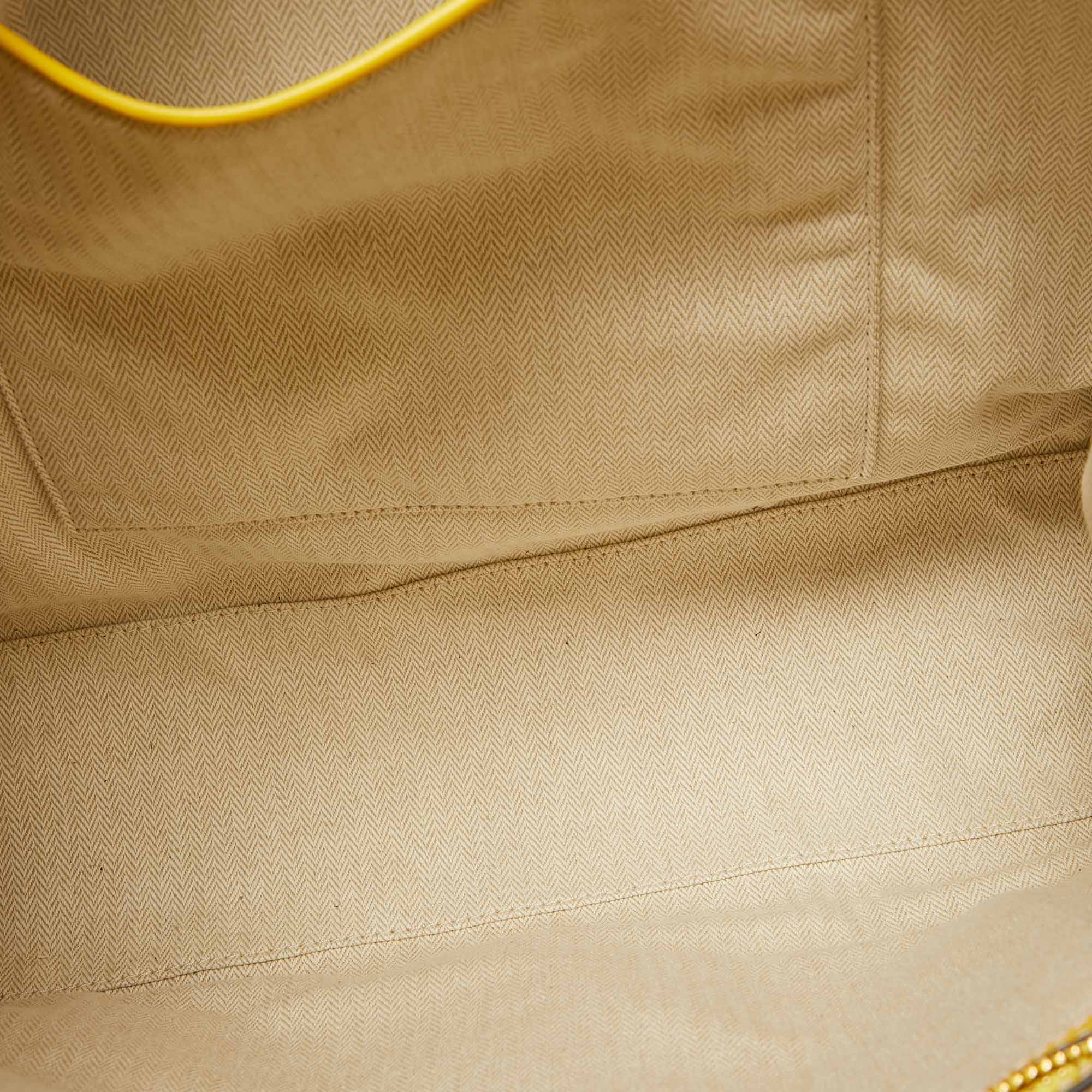 Tory Burch Yellow/Natural Canvas And Leather Large Ella Tote