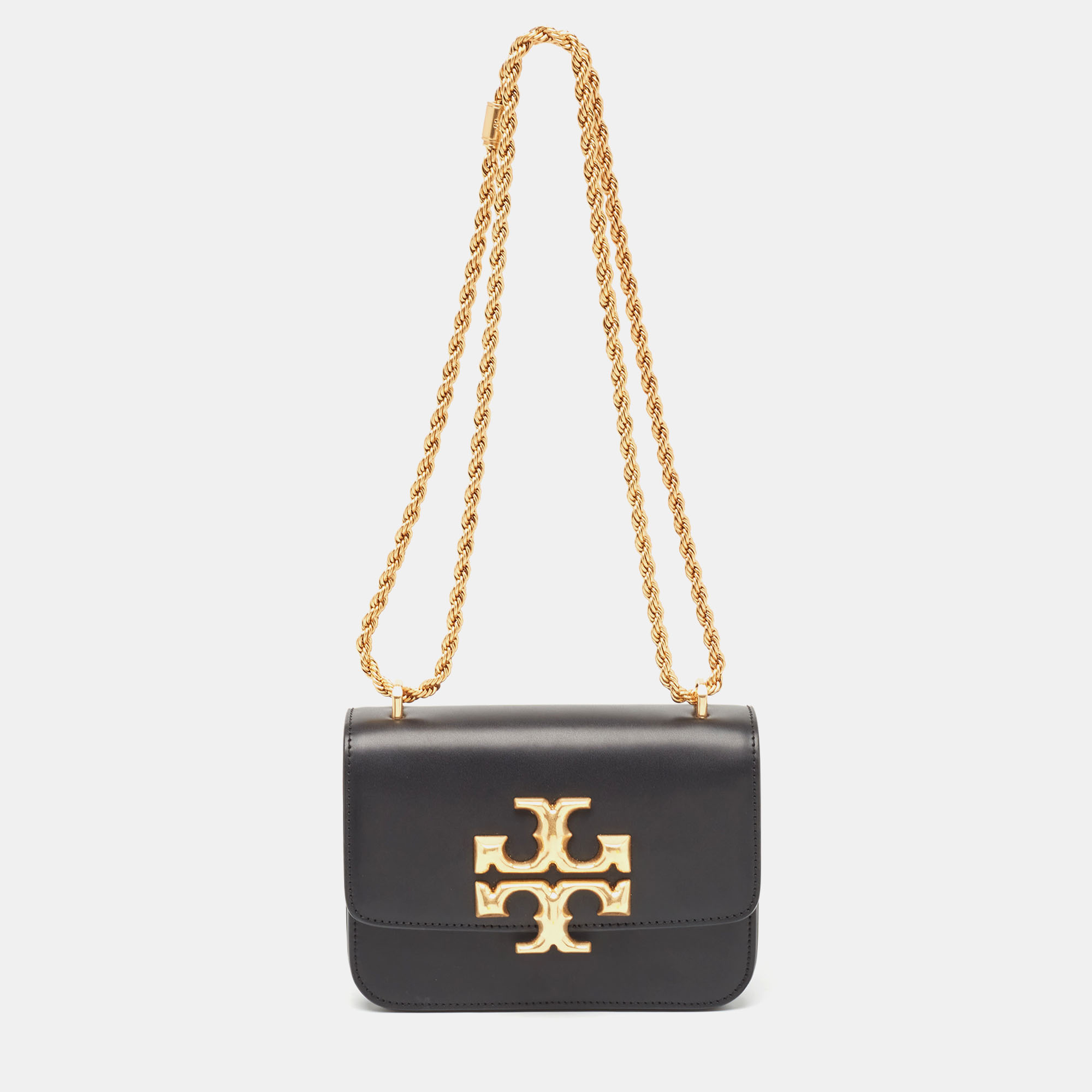Tory Burch Black Leather Small Convertible Eleanor Shoulder Bag