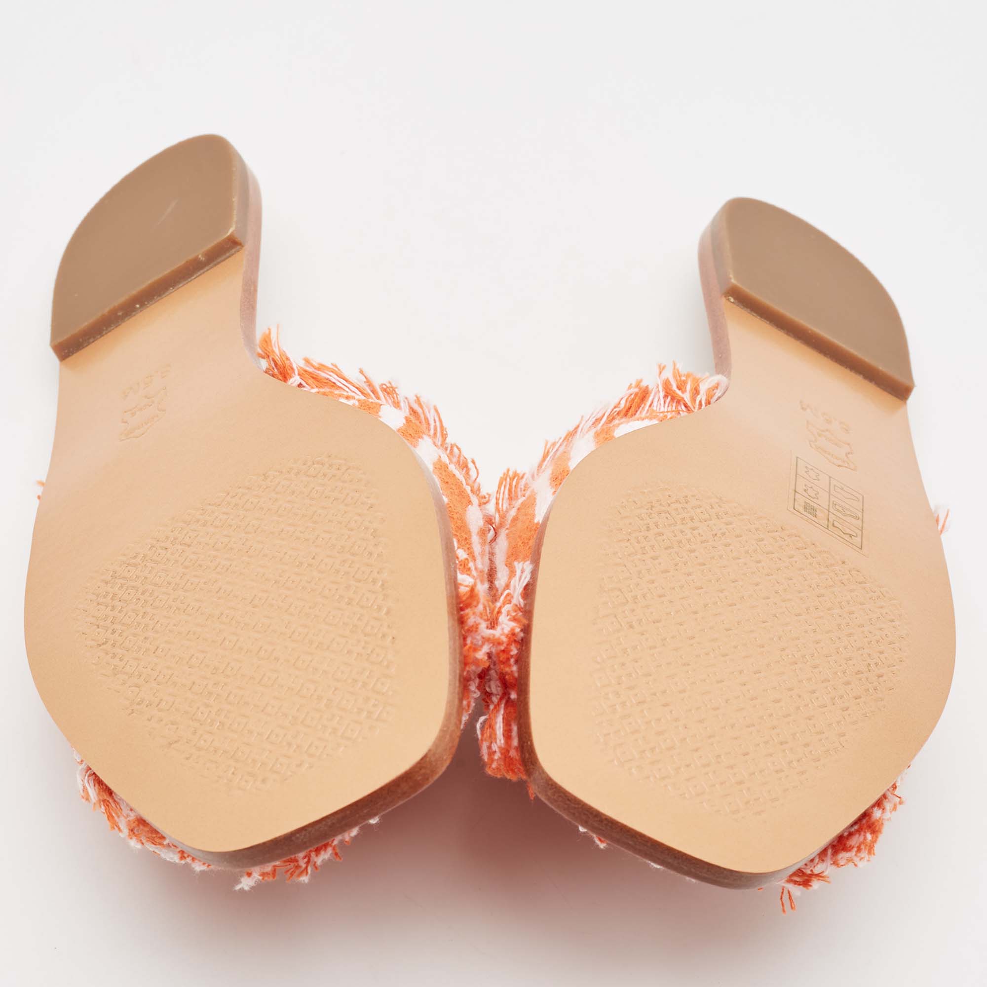 Tory Burch Orange/White Terry Cloth Flat Slides Size 39