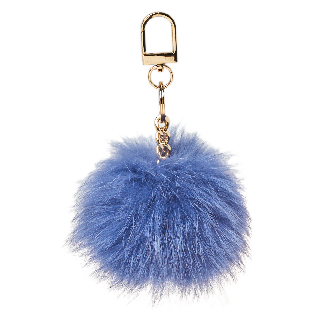 Tory Burch Purple Fox Fur Pom Pom Bag Charm/ Key Ring