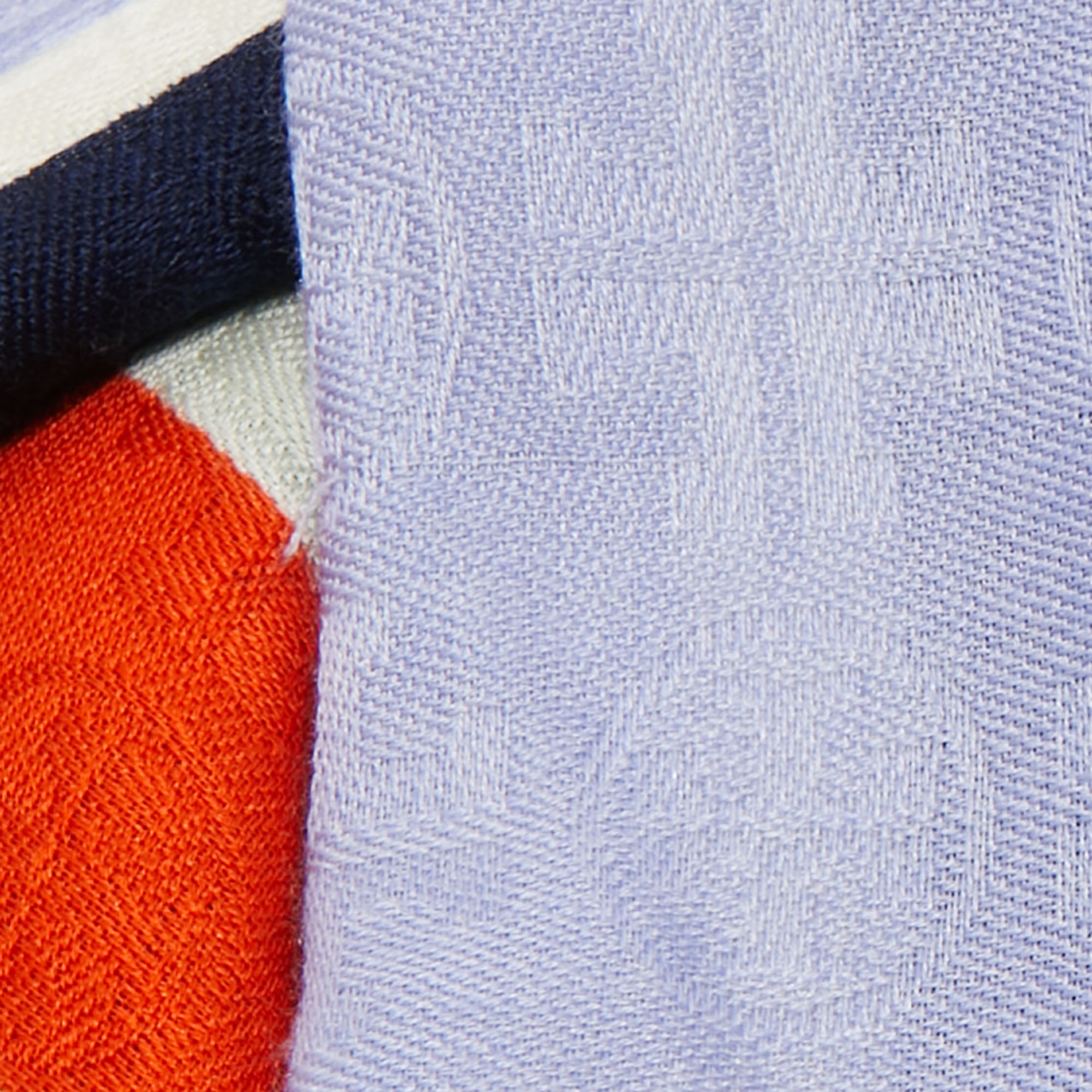 Tory Burch Multicolor Colorblock Logo Wool & Silk Stole