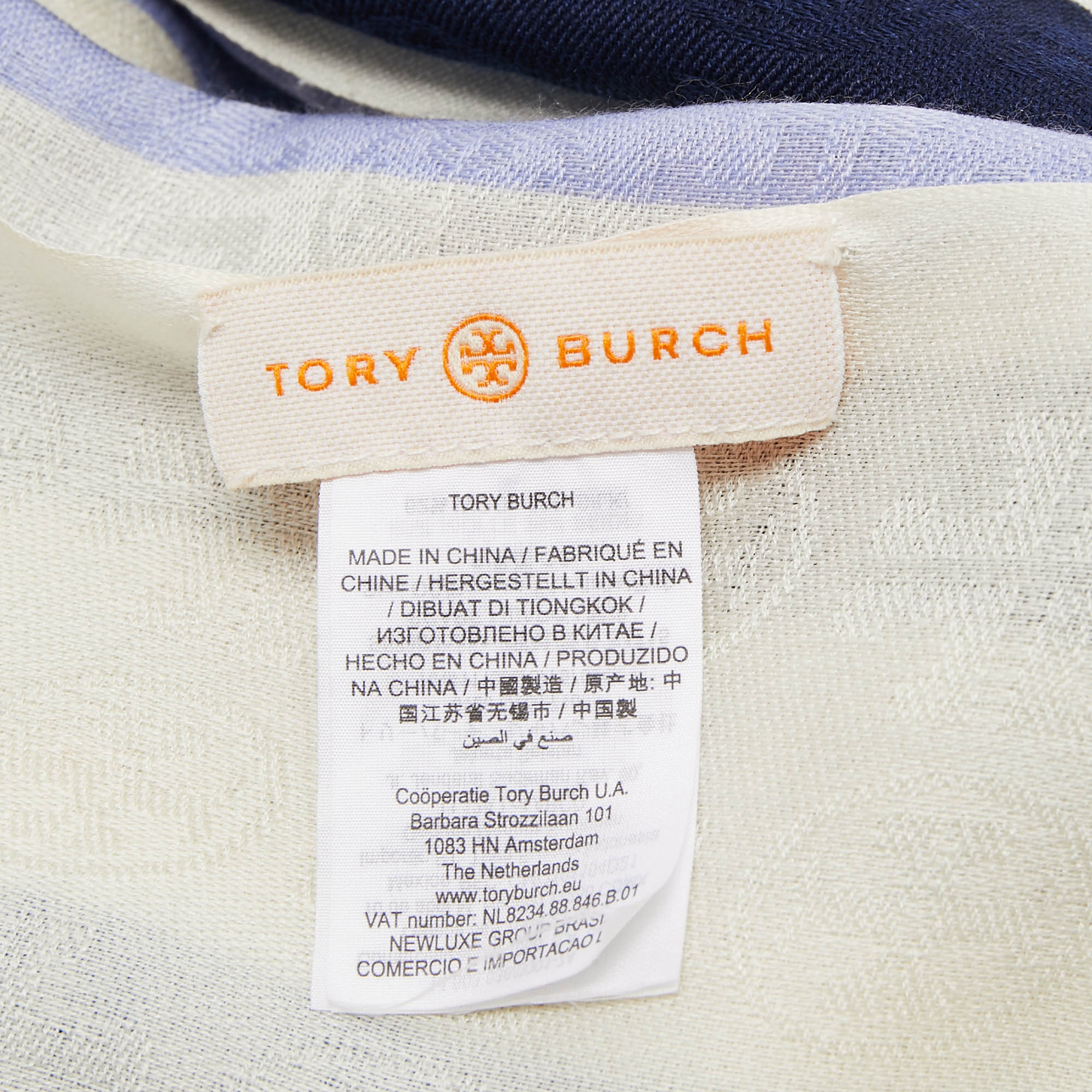 Tory Burch Multicolor Colorblock Logo Wool & Silk Stole