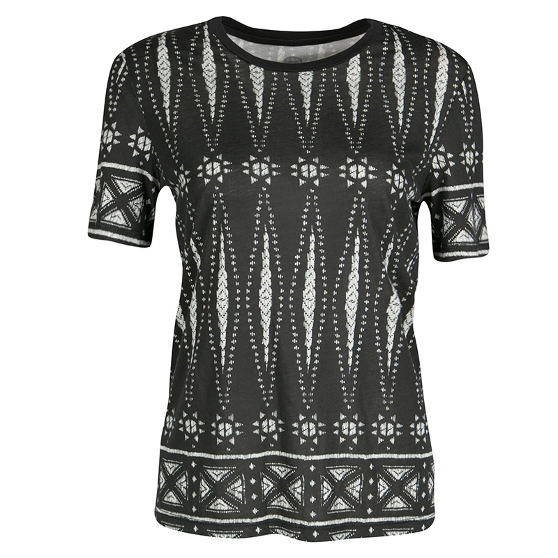 Tory Burch Monochrome Printed Pima Cotton T-Shirt XS