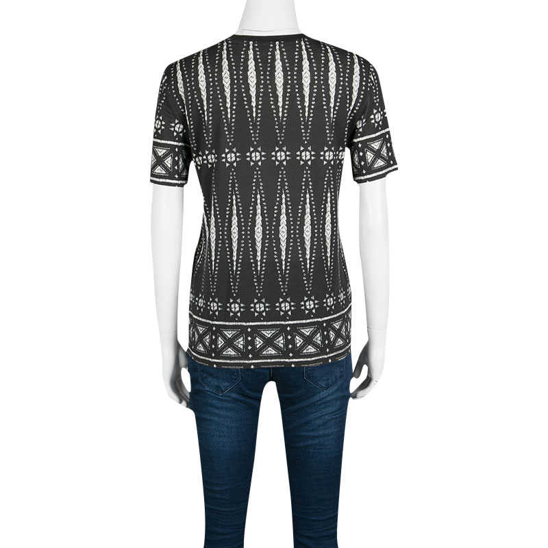 Tory Burch Monochrome Printed Pima Cotton T-Shirt XS