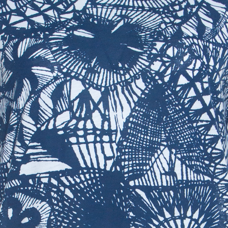 Tory Burch Baltic Sea Blue Dreamcatcher Print Pima Cotton T-Shirt M