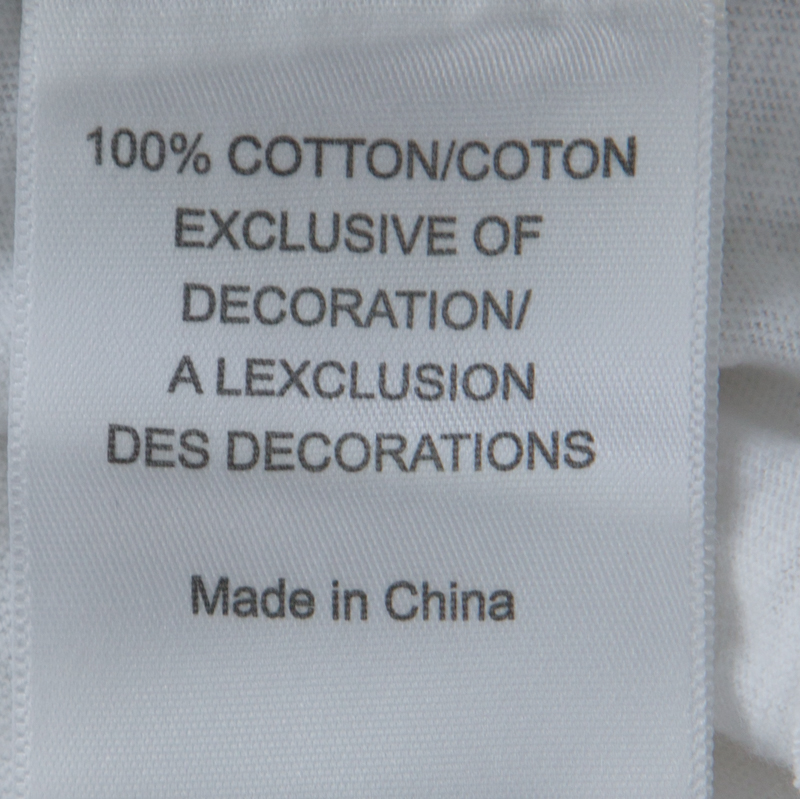 Tory Burch White Contrast Print Cotton French Sleeve T-Shirt XL