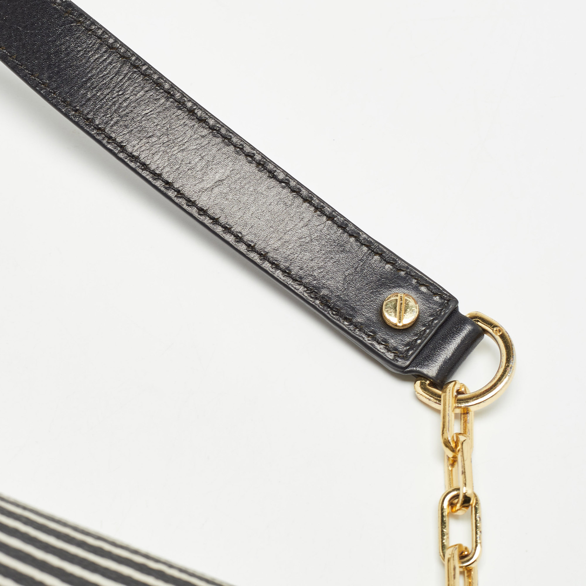 Tory Burch Black/White Stripe Leather Kerrington Crossbody Bag