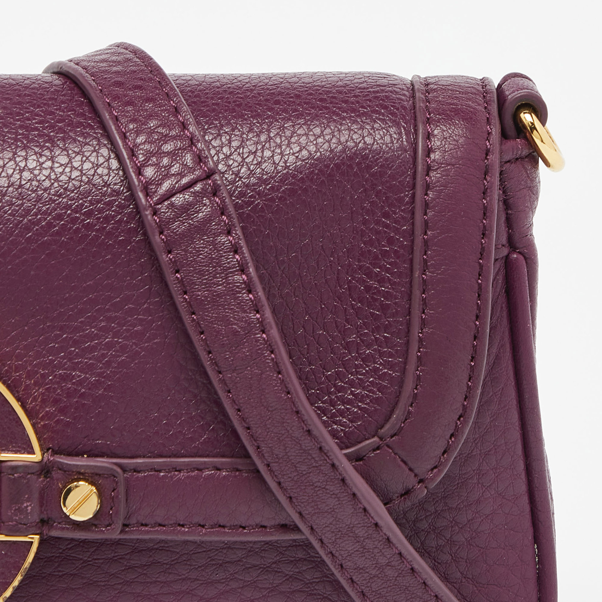 Tory Burch Purple Leather Mini Amanda Crossbody Bag