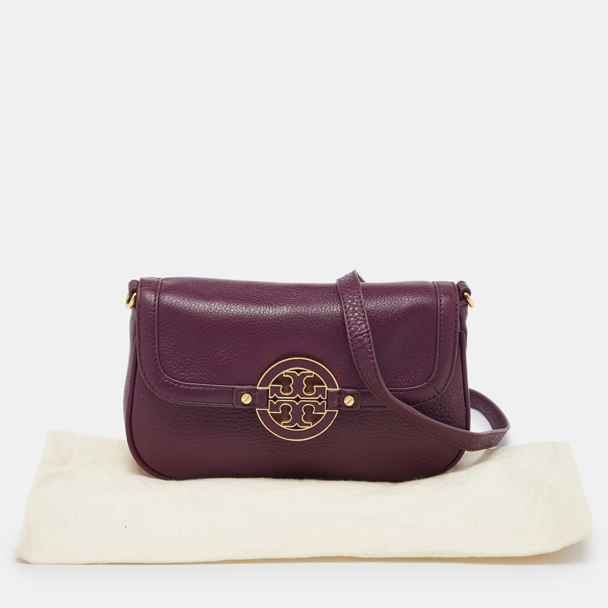 Tory Burch Purple Leather Mini Amanda Crossbody Bag