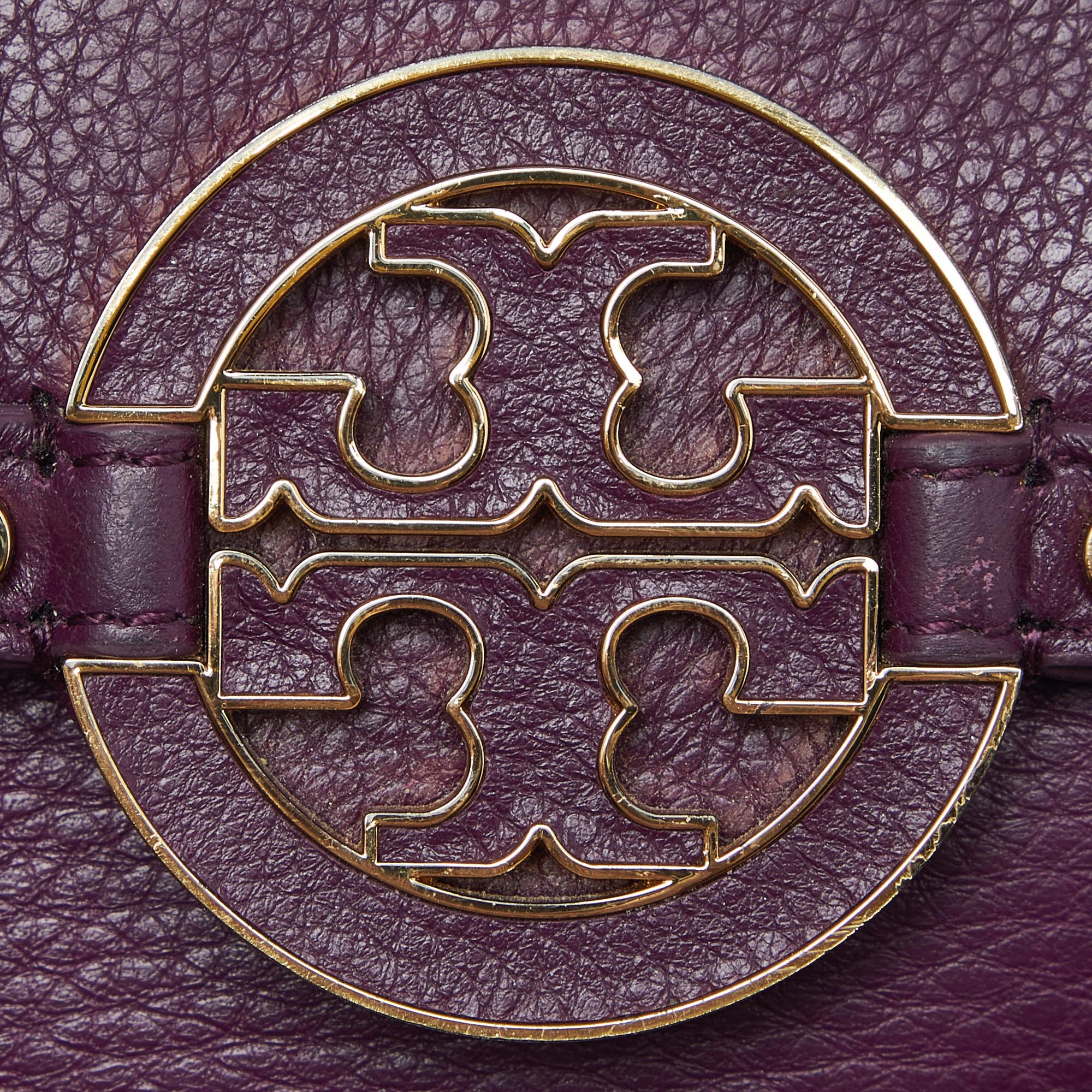 Tory Burch Purple Leather Mini Amanda Crossbody Bag