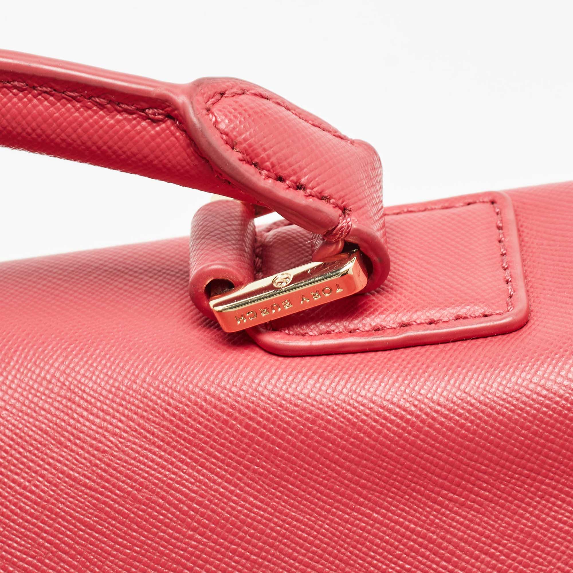 Tory Burch Pink Leather Robinson Top Handle Bag