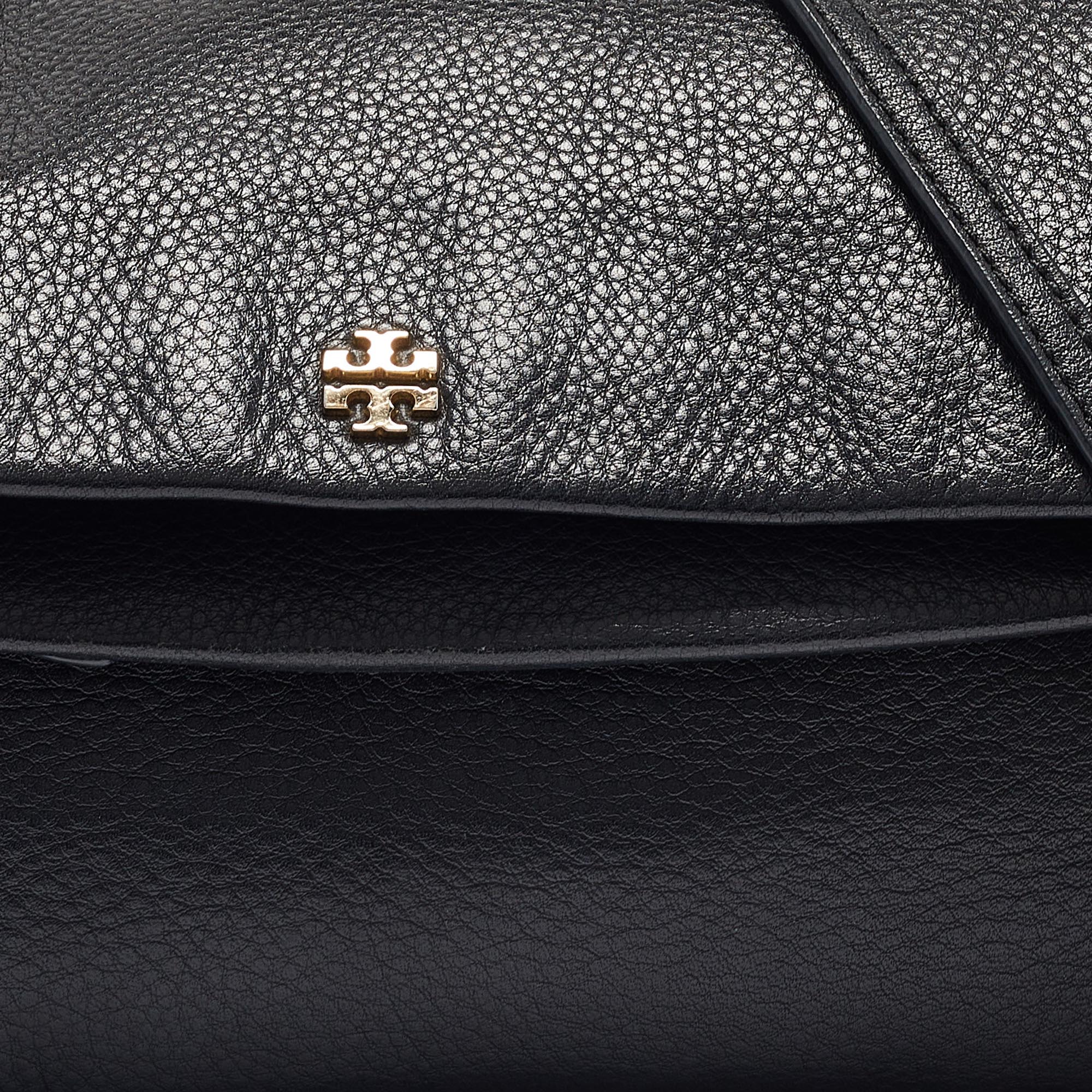 Tory Burch Black Leather Foldover Crossbody Bag