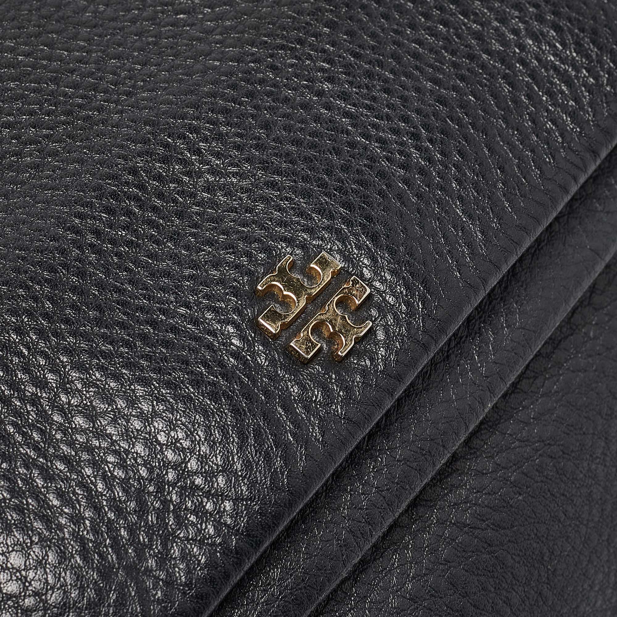 Tory Burch Black Leather Foldover Crossbody Bag