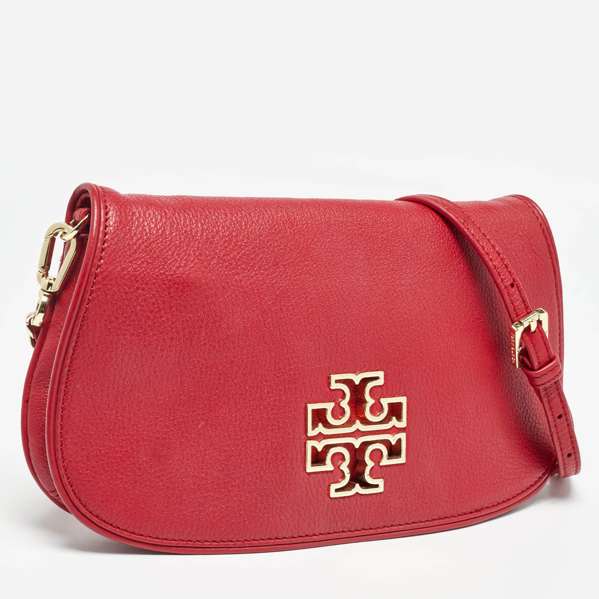 Tory Burch Red Leather Britten Crossbody Bag