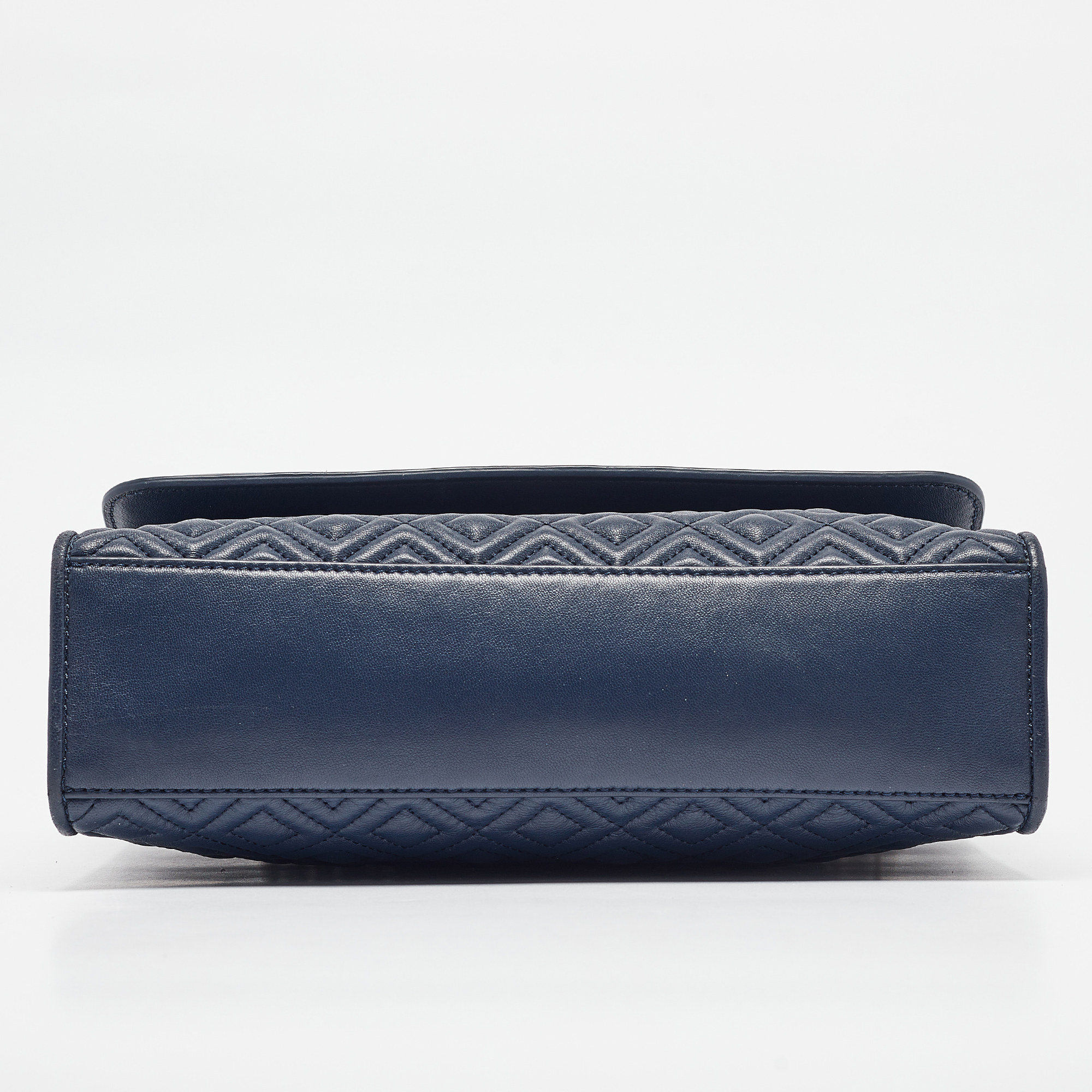 Tory Burch Navy Blue Quilted Leather Fleming Shoulder Bag