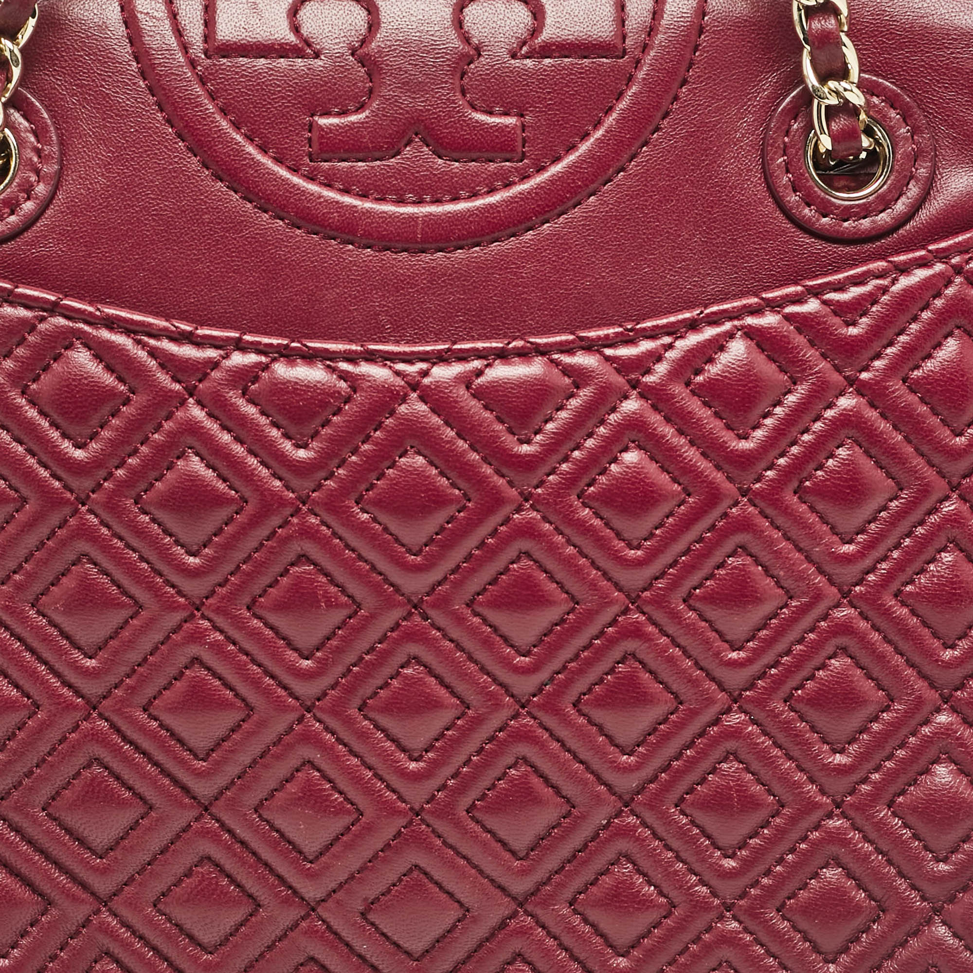 Tory Burch Burgundy Leather Fleming Shoulder Bag