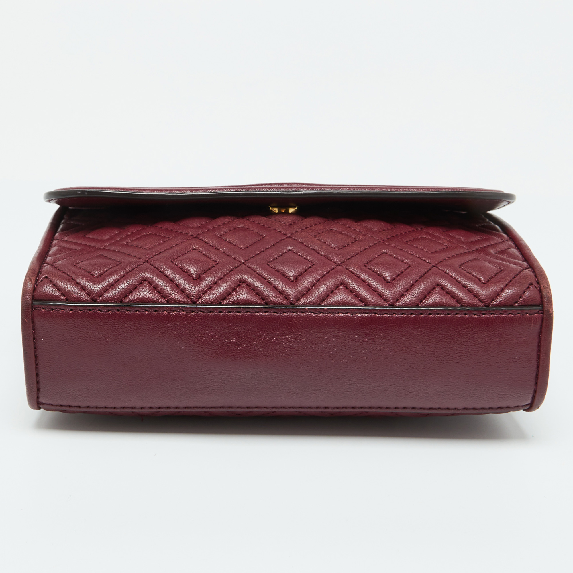 Tory Burch Burgundy Leather Small Fleming Shoulder Bag