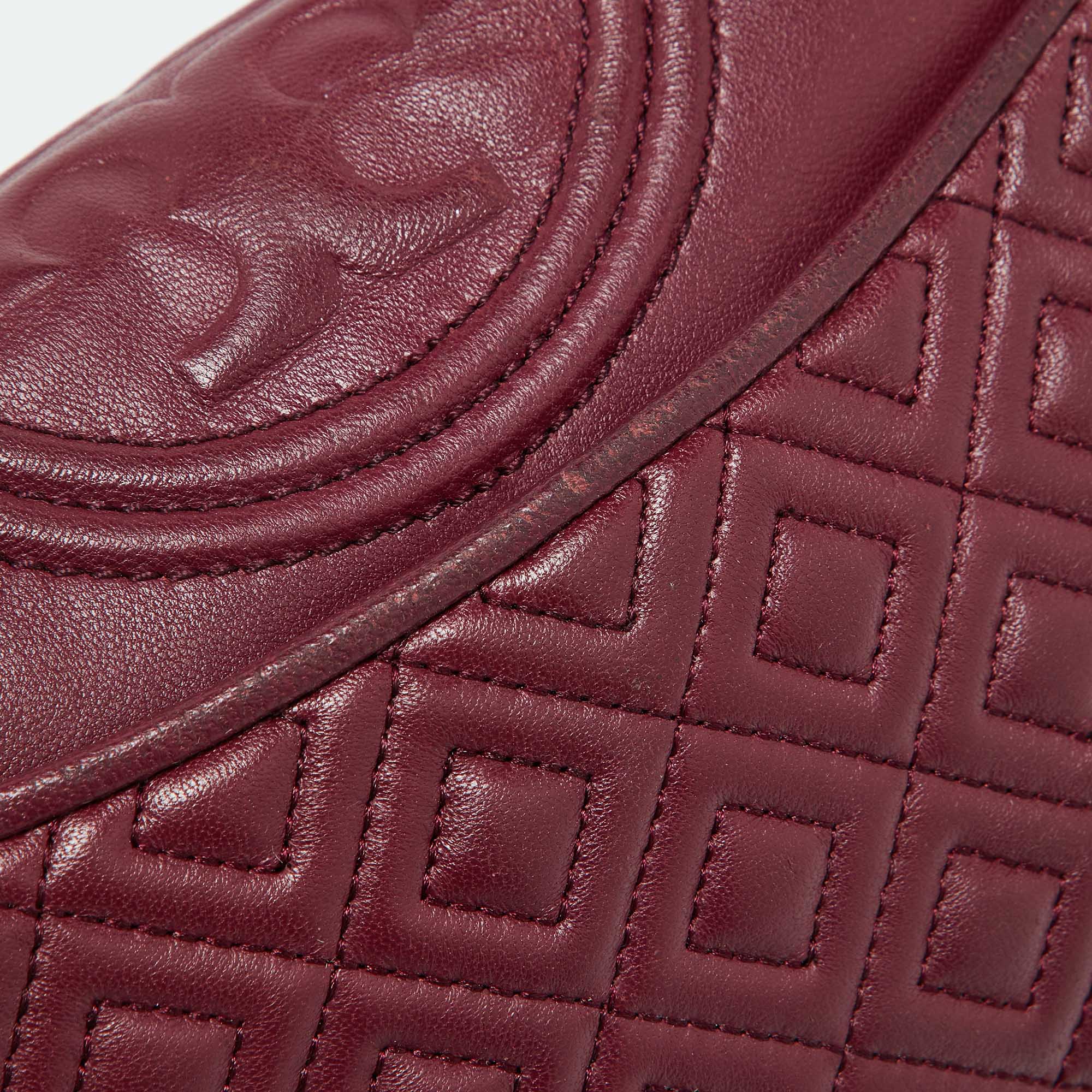 Tory Burch Burgundy Leather Small Fleming Shoulder Bag