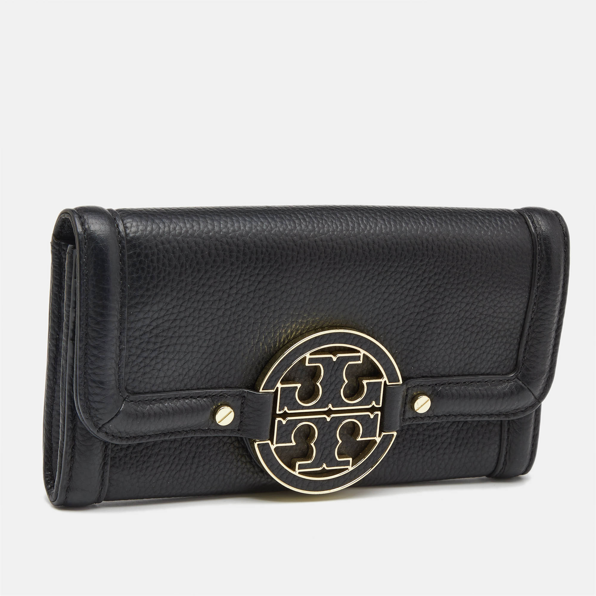 Tory Burch Black Leather Amanda Flap Continental Wallet