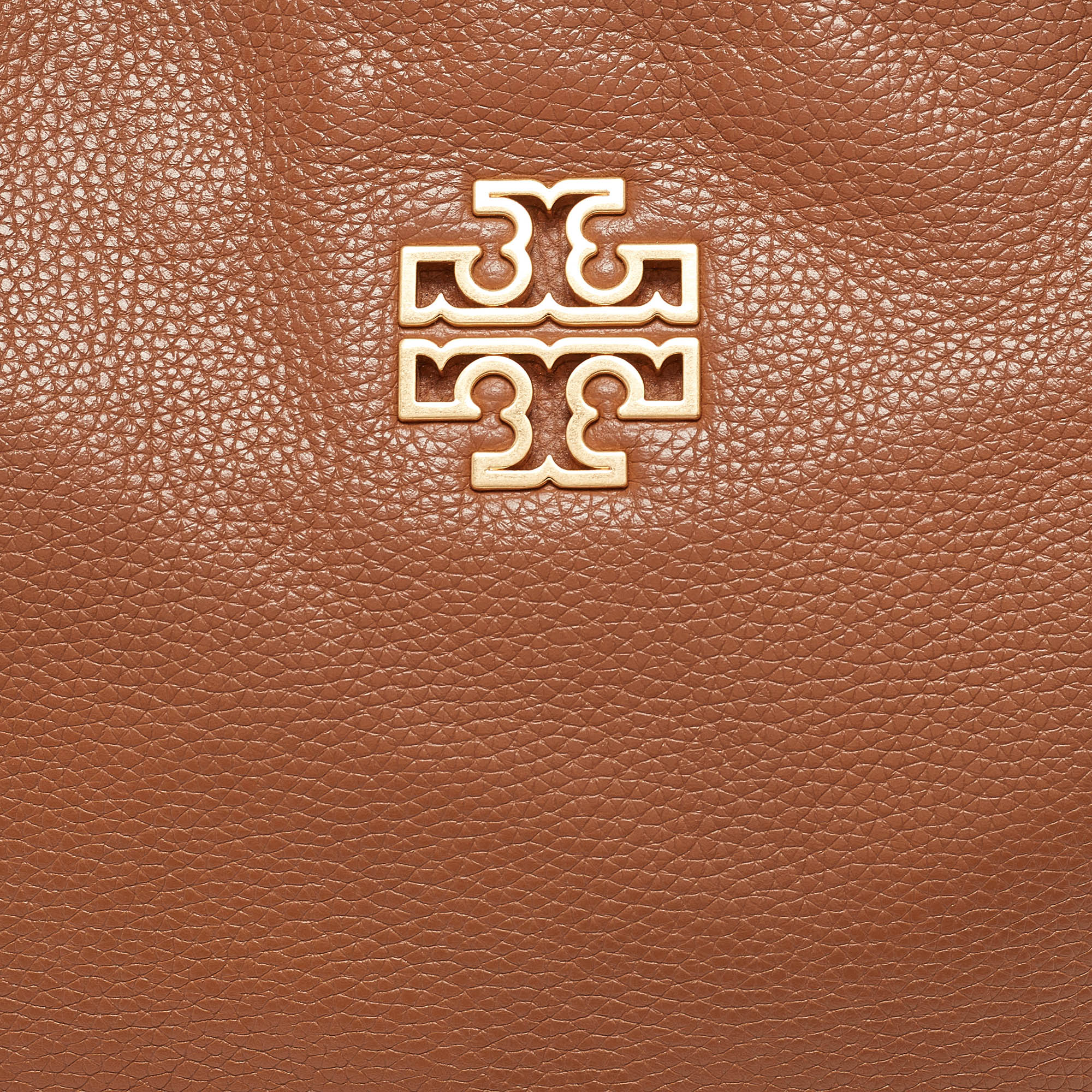 Tory Burch Brown Leather Small Britten Slouchy Tote