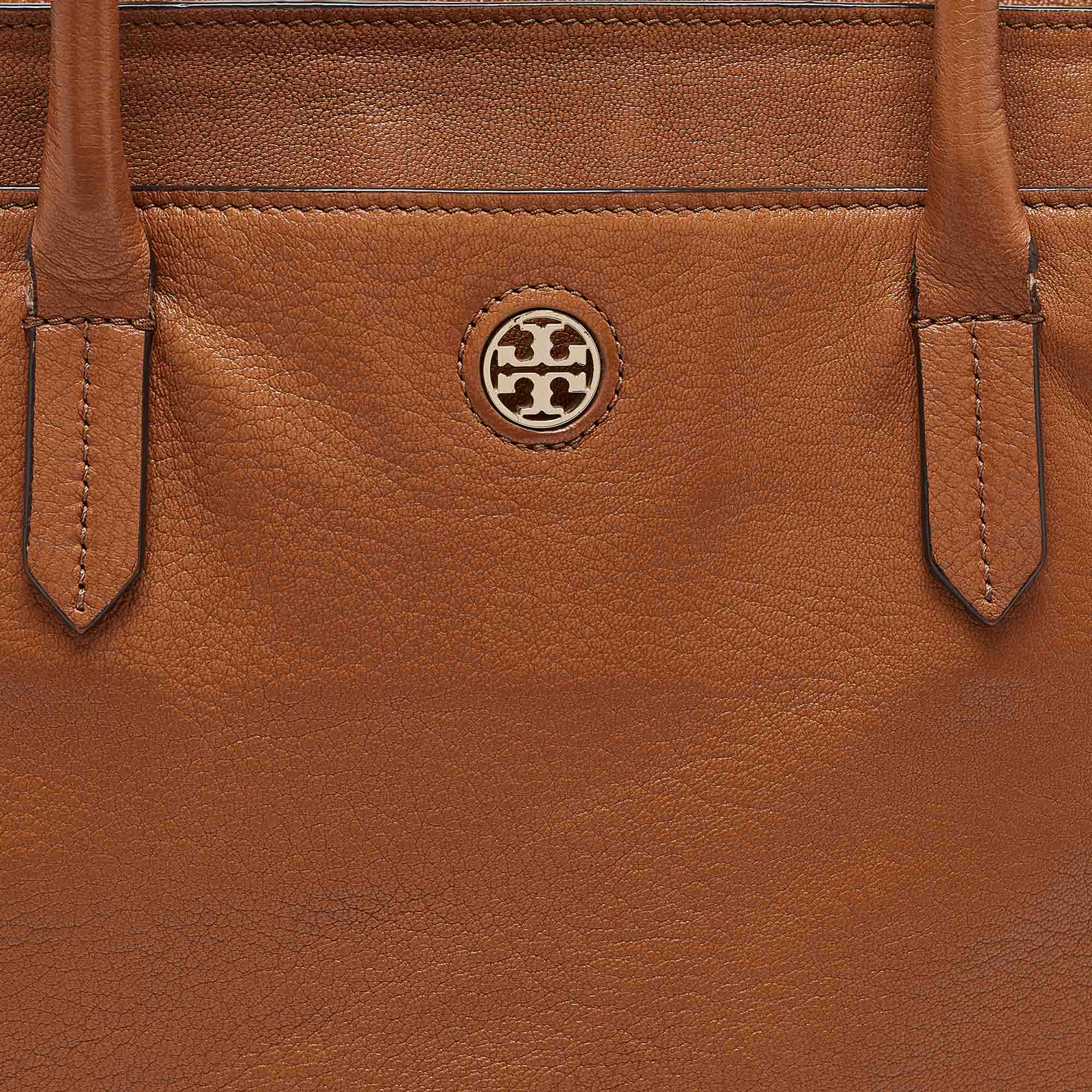 Tory Burch Brown Soft Leather Side Zip Tote