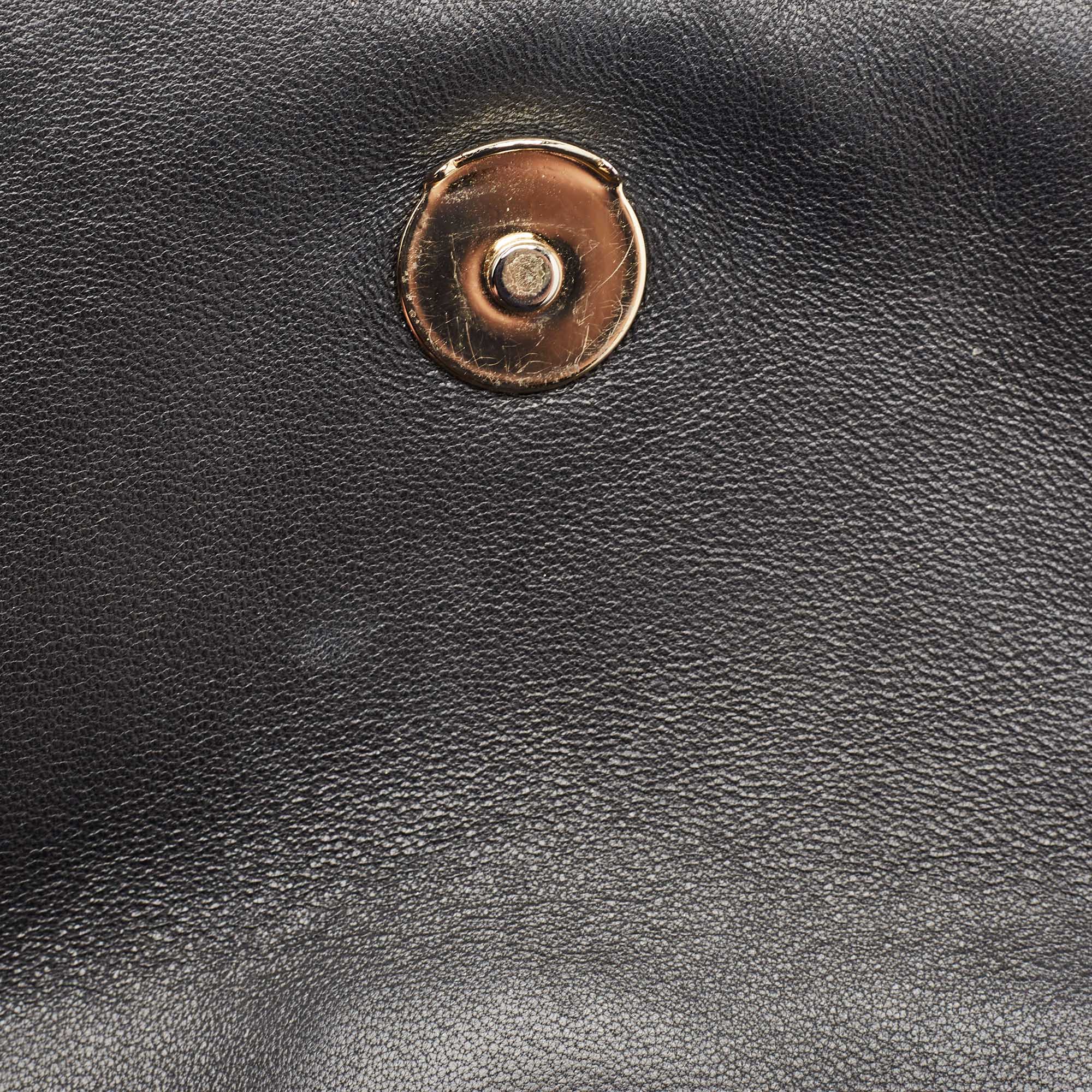 Tory Burch Black Leather Medium Fleming Shoulder Bag