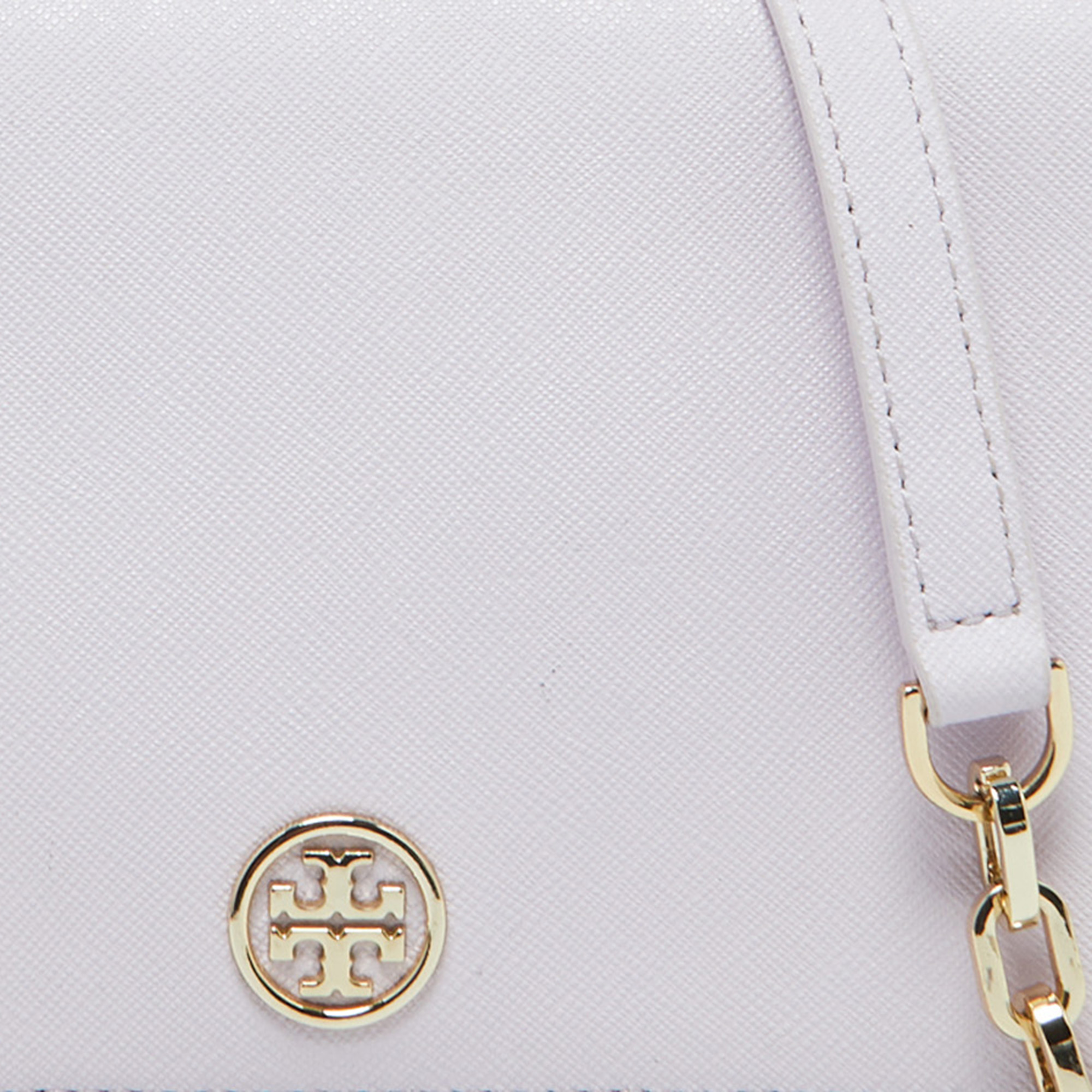 Tory Burch Light Lilac Saffiano Leather Robinson Wallet On Chain