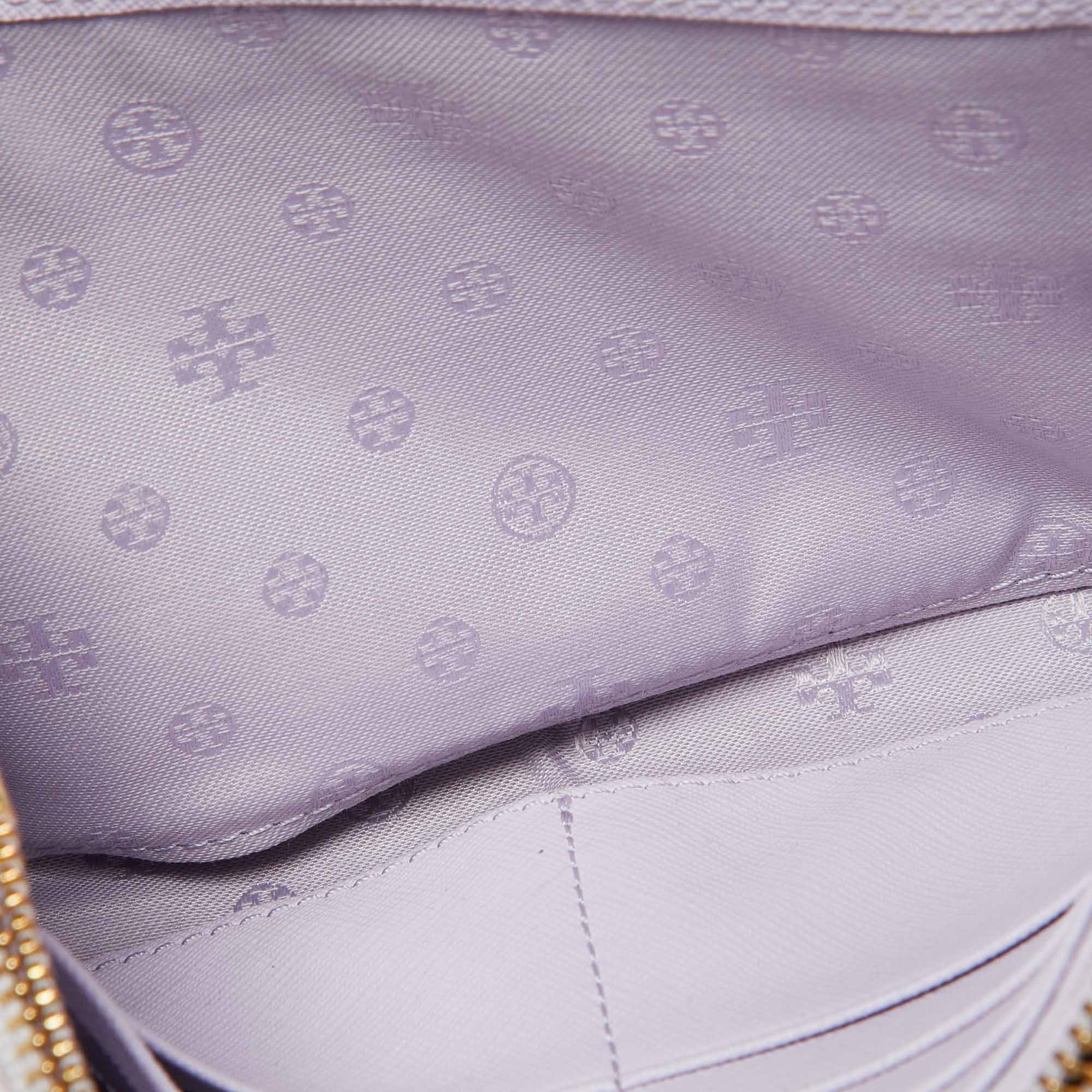 Tory Burch Light Lilac Saffiano Leather Robinson Wallet On Chain