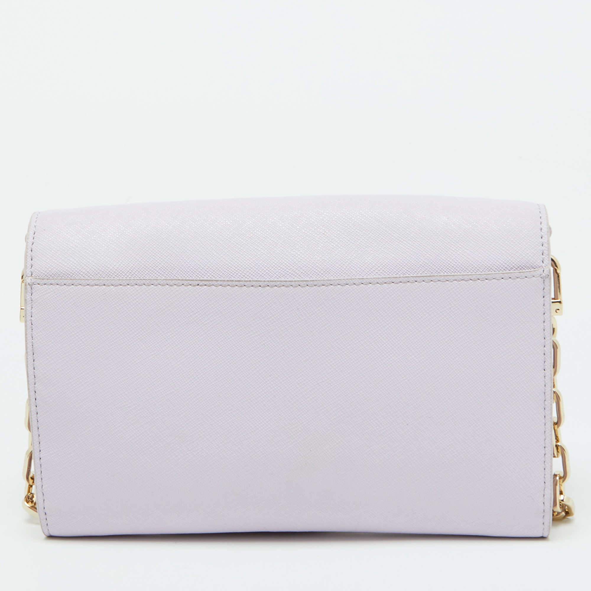 Tory Burch Light Lilac Saffiano Leather Robinson Wallet On Chain