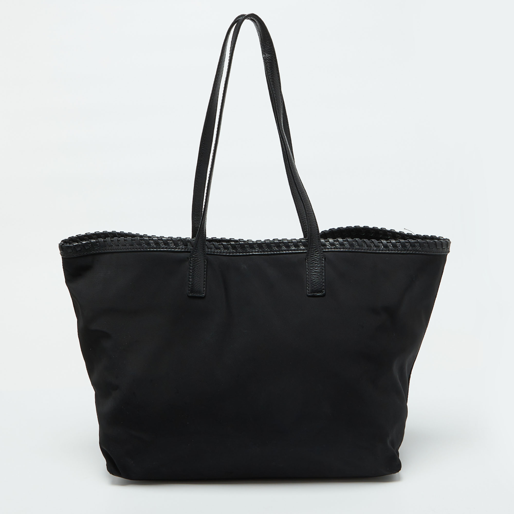 Tory Burch Black Nylon And Leather Marion Logo Whipstitch Tote