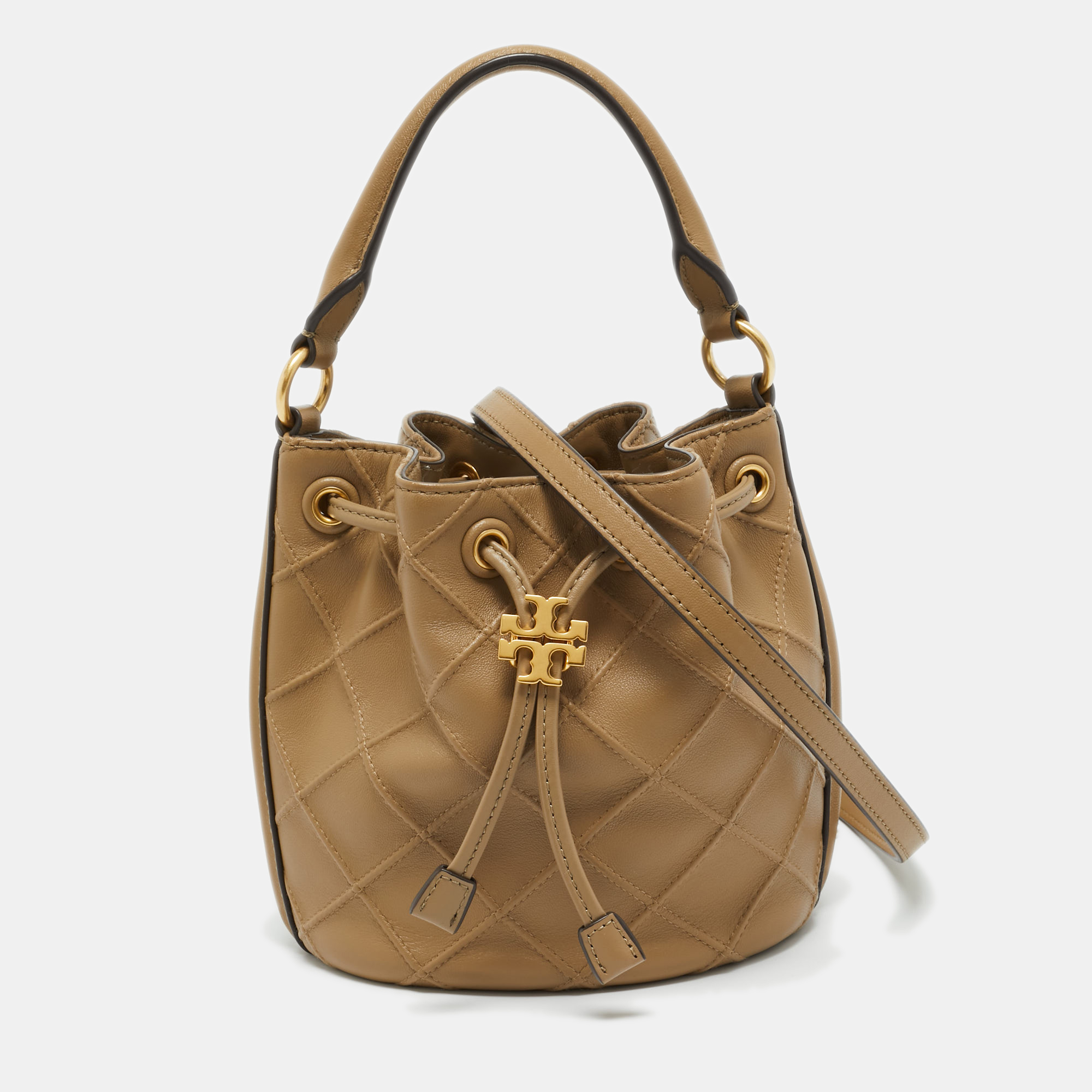 Tory Burch Beige Leather Small Fleming Soft Bucket Bag - Tory Burch - Modalova