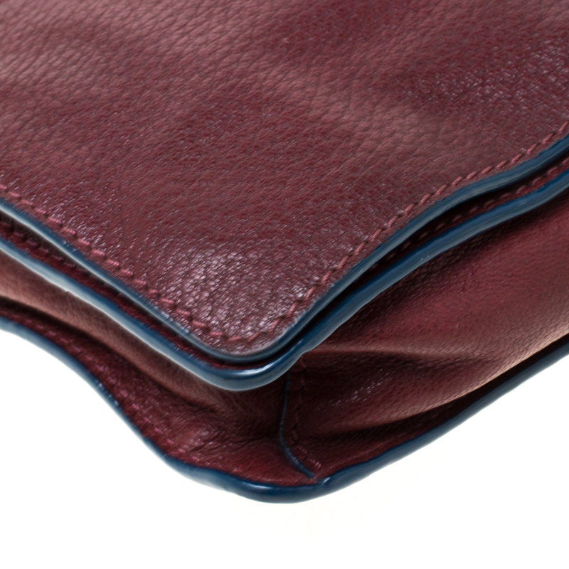 Tory Burch Burgundy Leather Flap Pocket Crossbody Bag