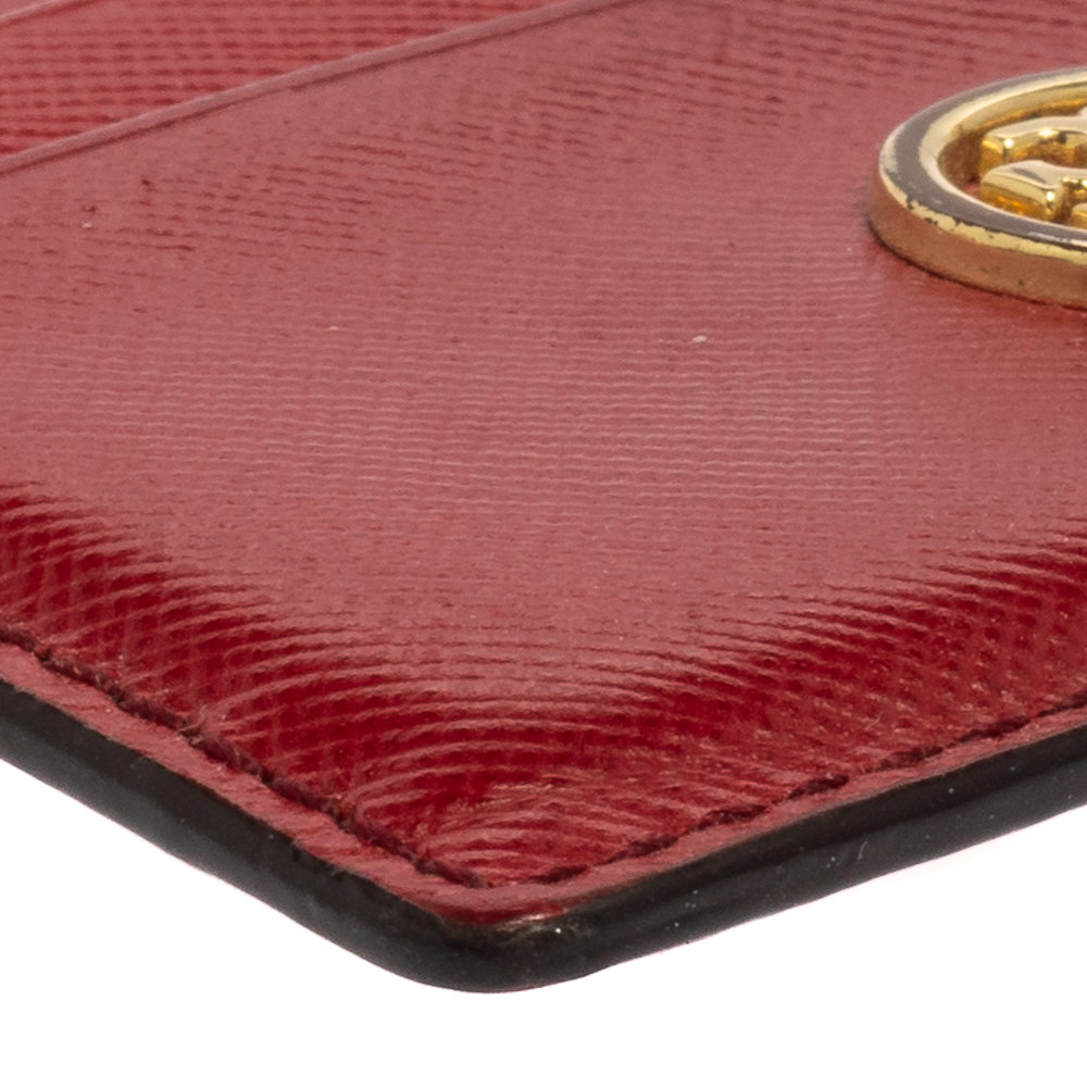 Tory Burch Red Leather Robinson Card Holder