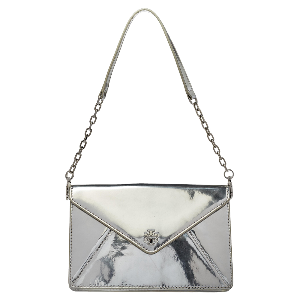 Tory Burch Silver Patent Leather Shoulder Bag