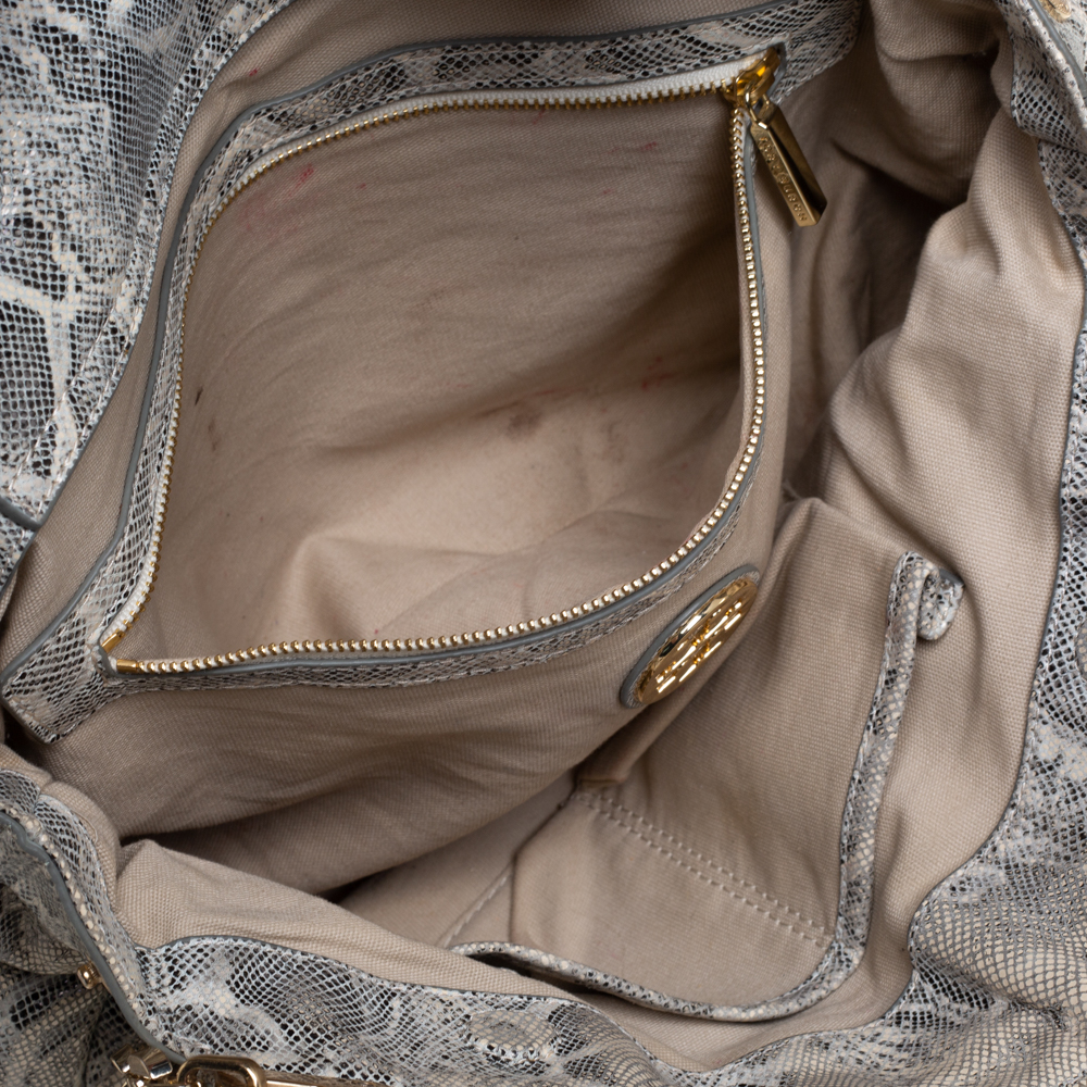 Tory Burch Cream Python Embossed Leather Simon Shoulder Bag