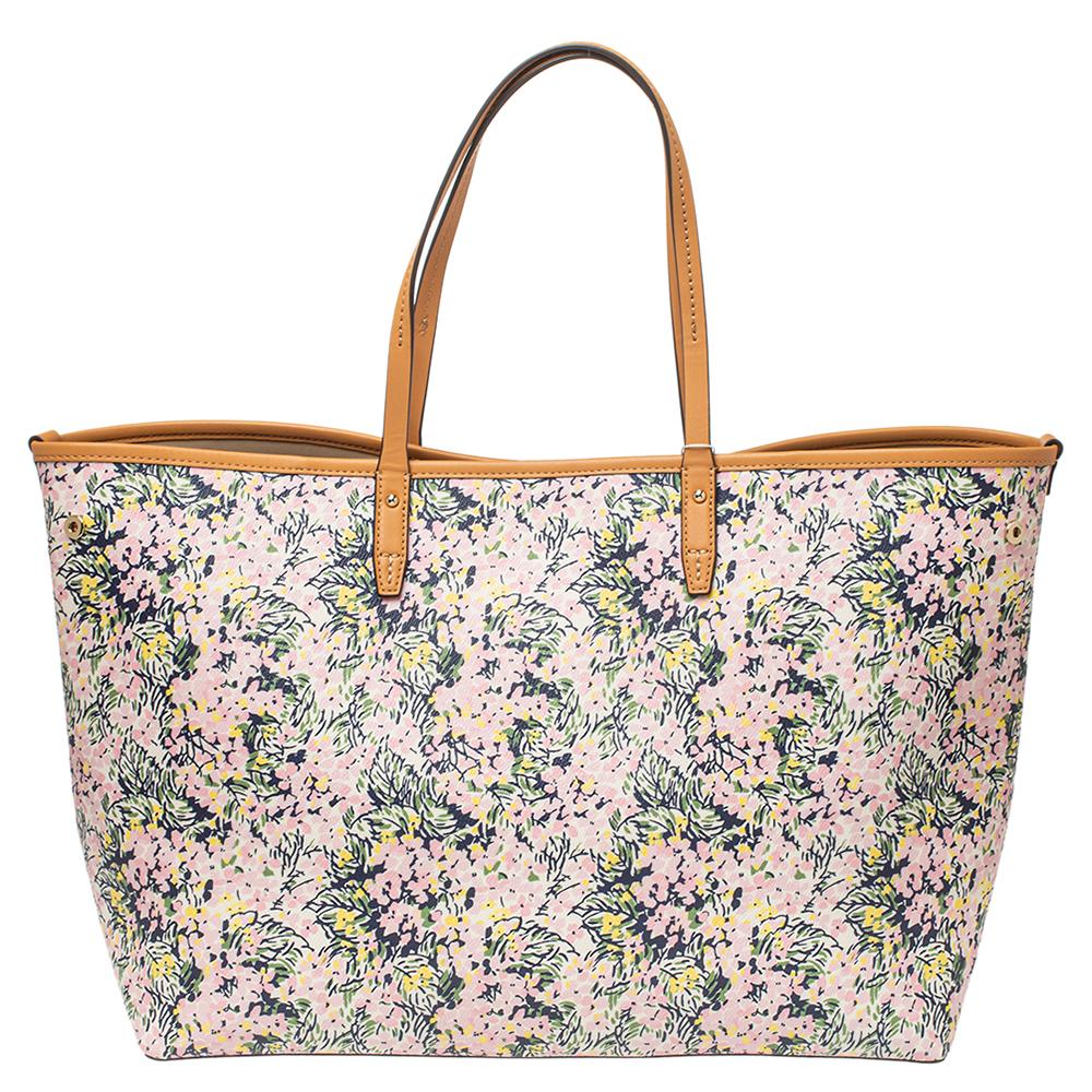 Tory Burch Multicolor Coated Canvas and Leather Kerrington Square Tote
