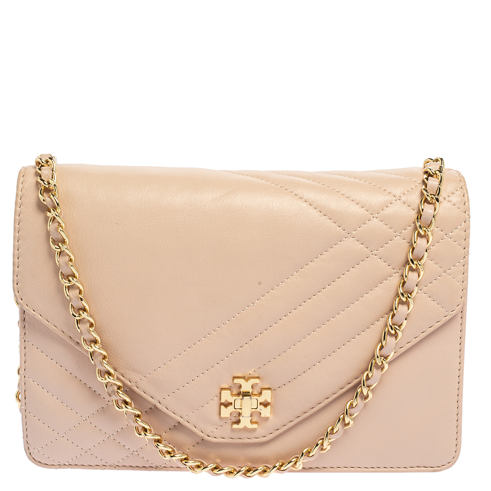 Tory Burch Pink Leather Kira Envelope Flap Chain Bag