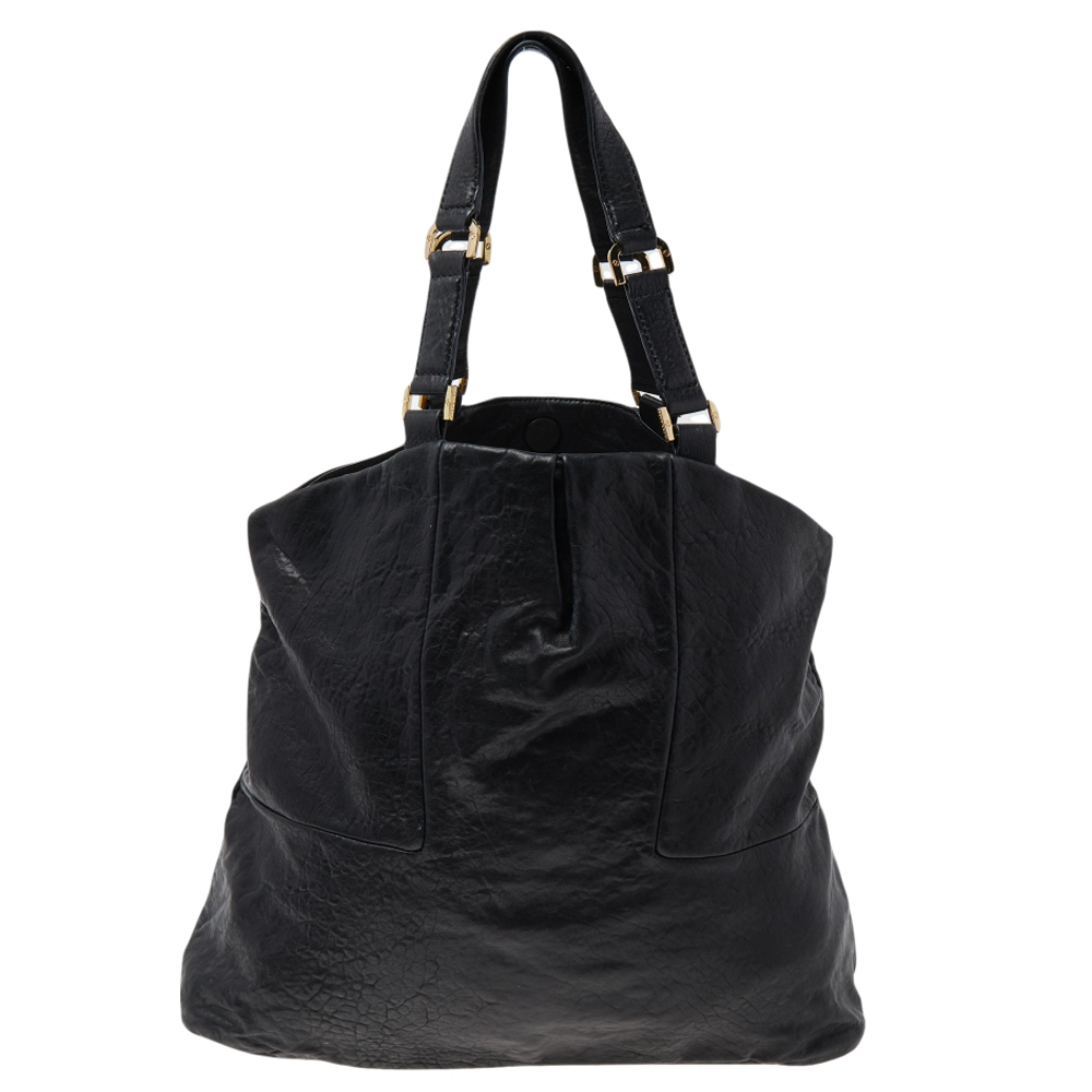 Tory Burch Black Leather Large Tote