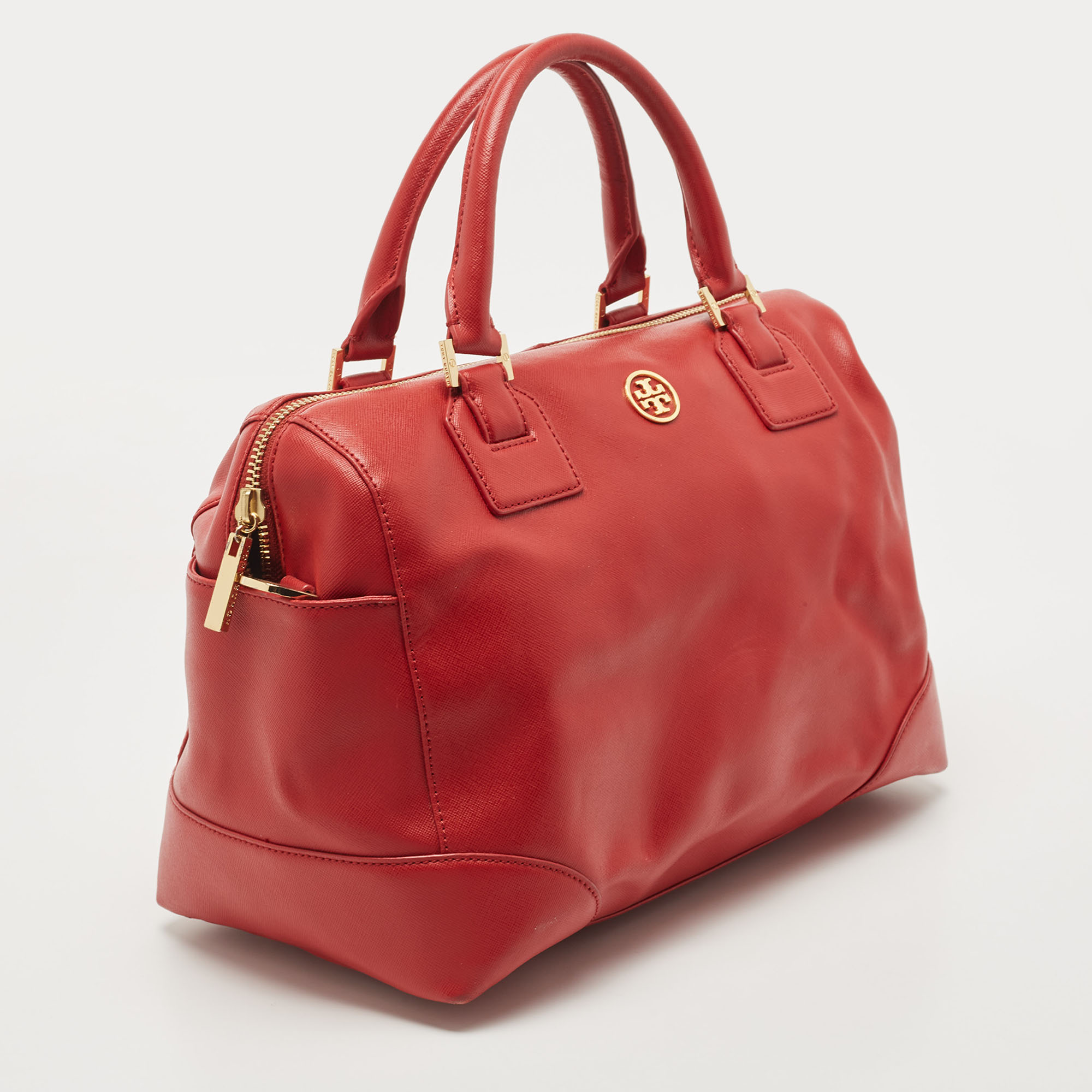 Tory Burch Red Leather Robinson Middy Satchel