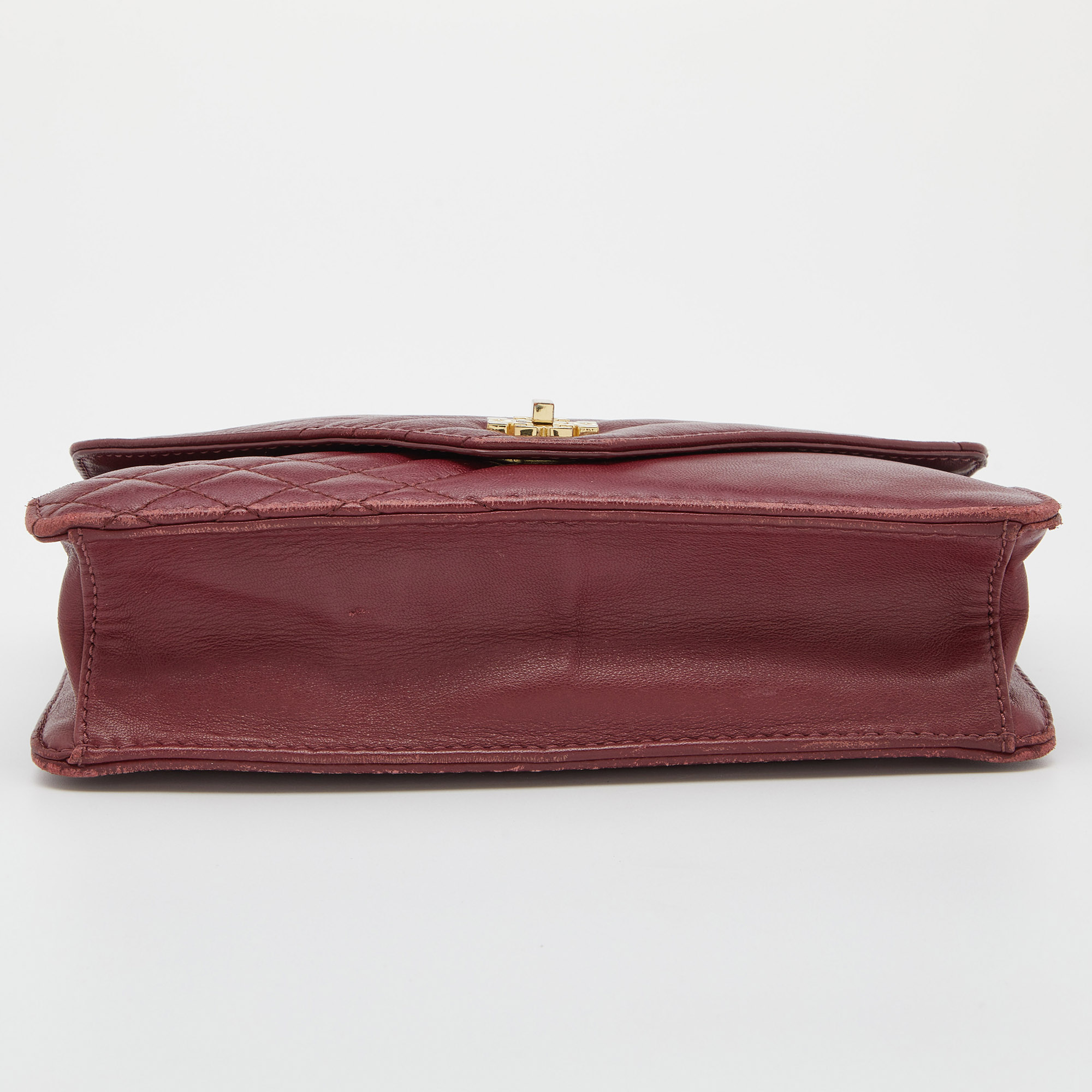Tory Burch Burgundy Leather Kira  Envelope Flap Shoulder Bag