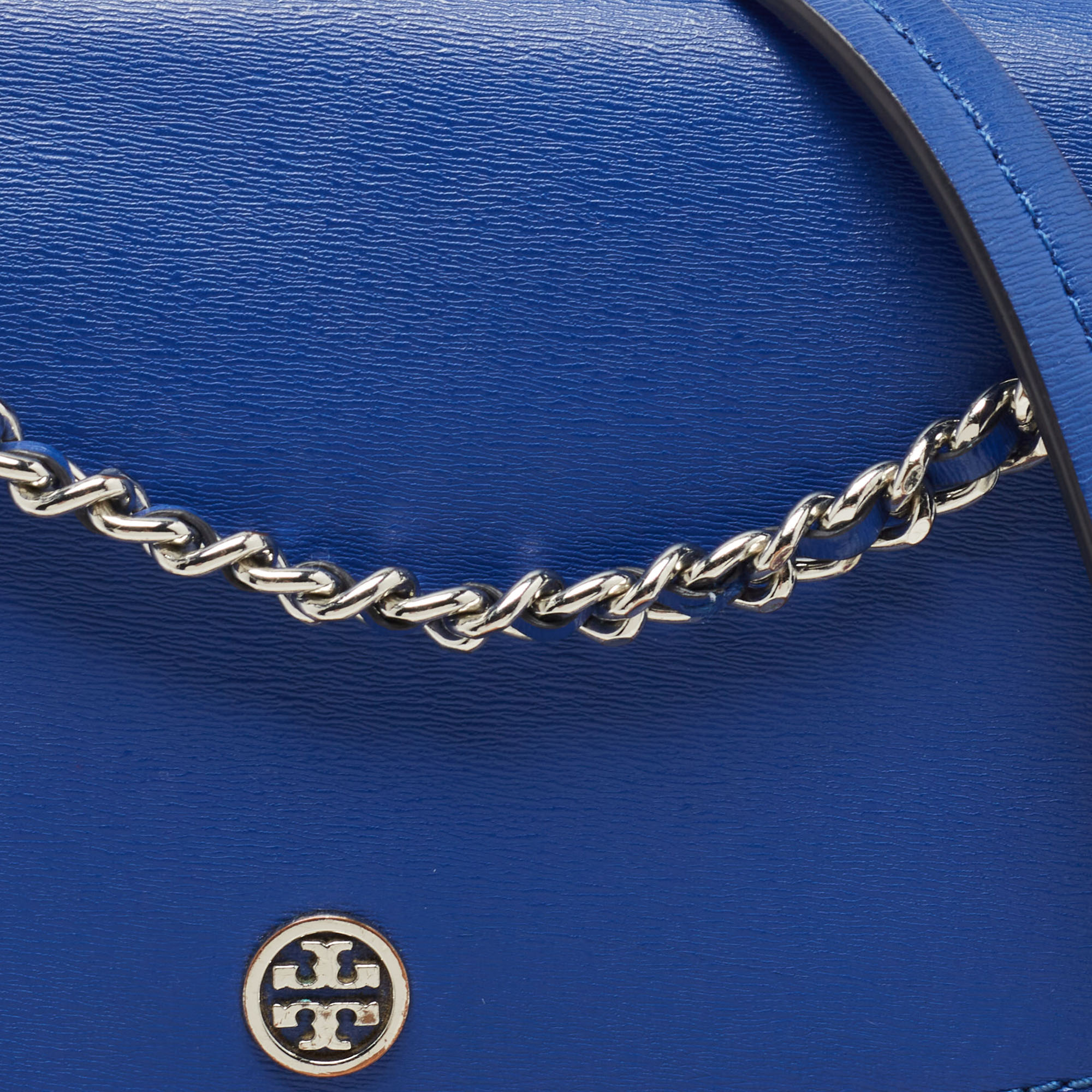Tory Burch Blue Leather Robinson Convertible Shoulder Bag